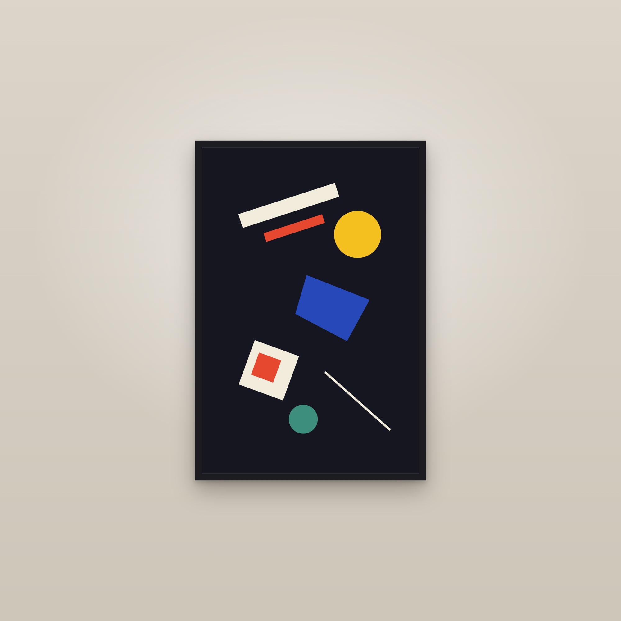 Suprematist Art Print III — Bold Constructivist Geometric Poster · Modern Wall Art — framed in a gallery setting
