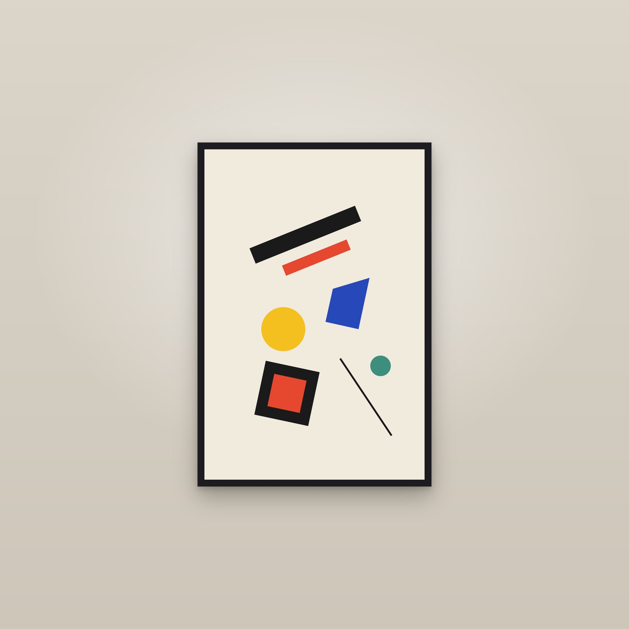 Suprematist Abstract Art Print — Bold Constructivist Geometric Poster · Maximalist Wall Art — framed in a gallery setting