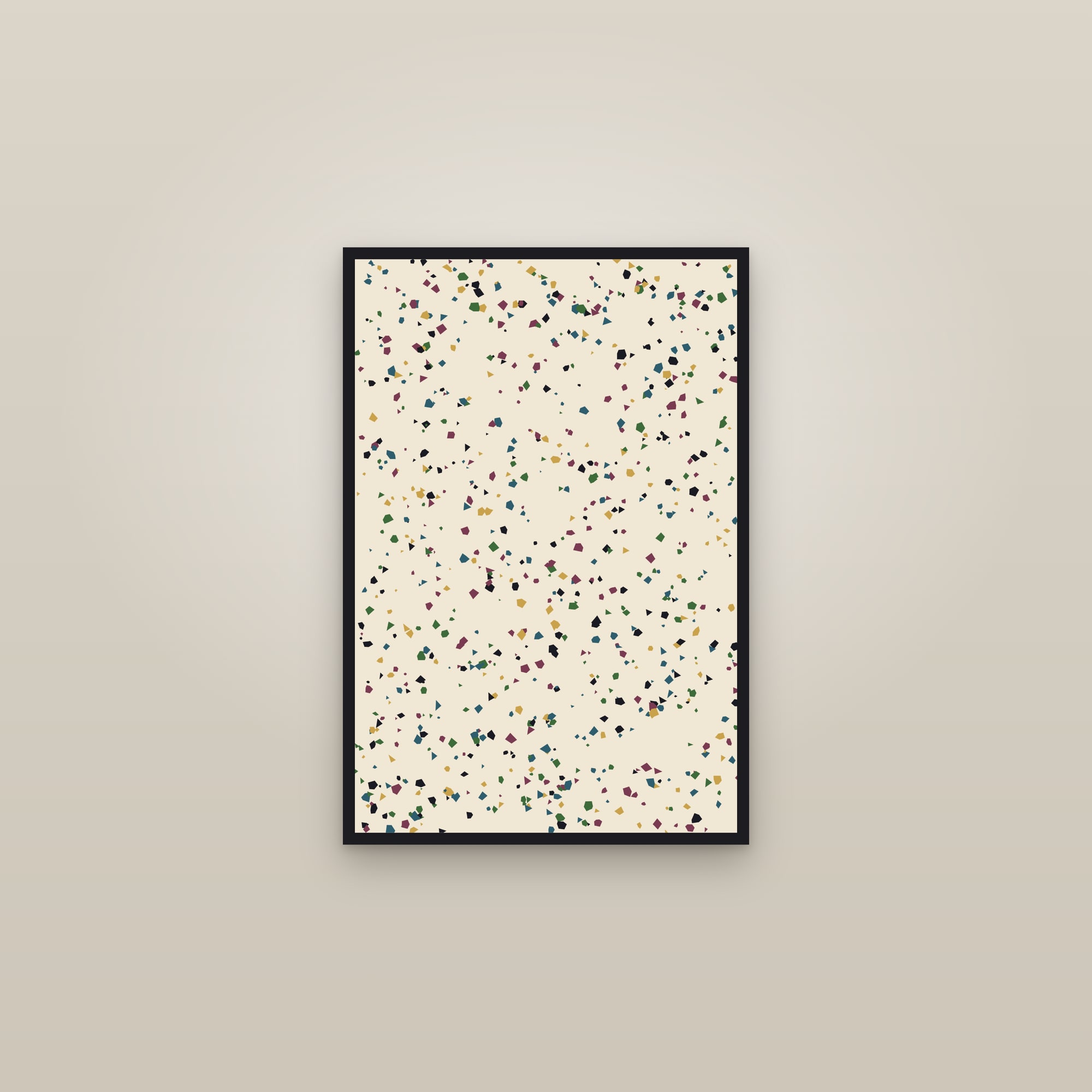 Forest Terrazzo Art Print — Bold Speckled Pattern Poster · Modern Wall Art — framed in a gallery setting