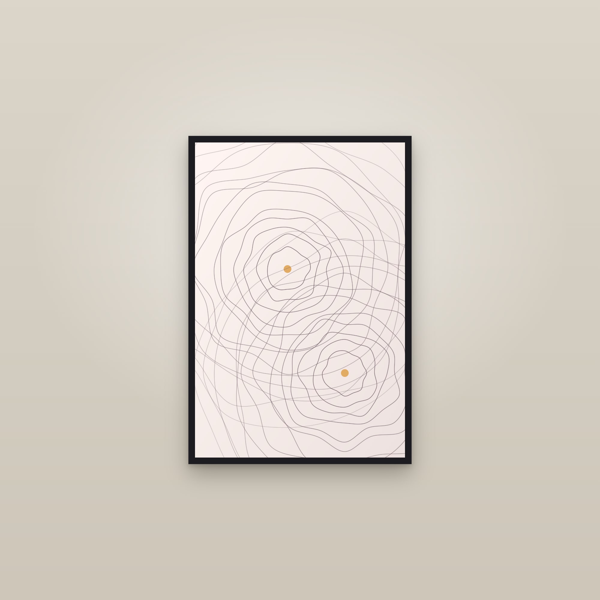 Dawn Topographic Art Print — Bold Contour Line Art Poster · Modern Wall Art — framed in a gallery setting