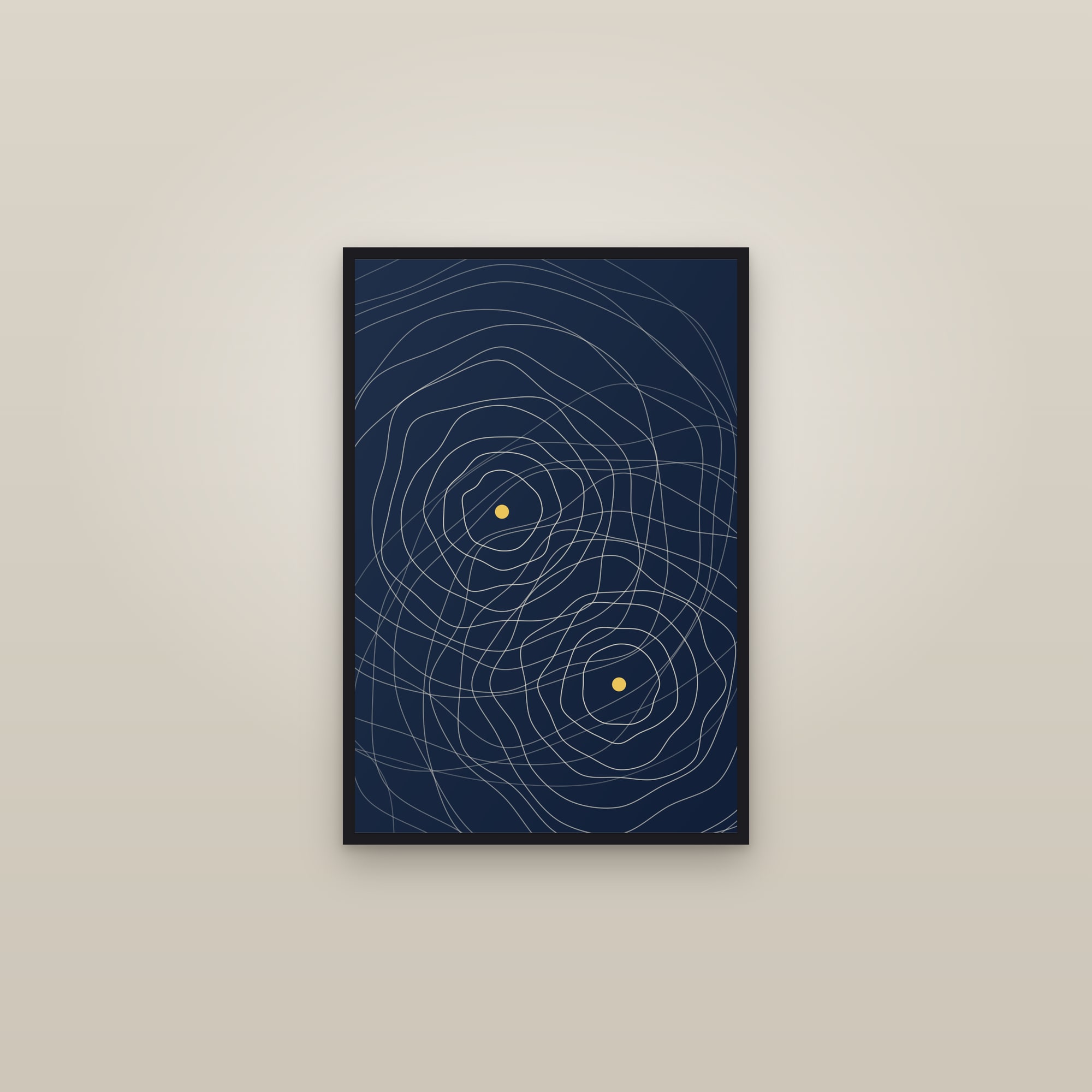 Jewel Topographic Art Print — Bold Contour Line Art Poster · Modern Wall Art — framed in a gallery setting