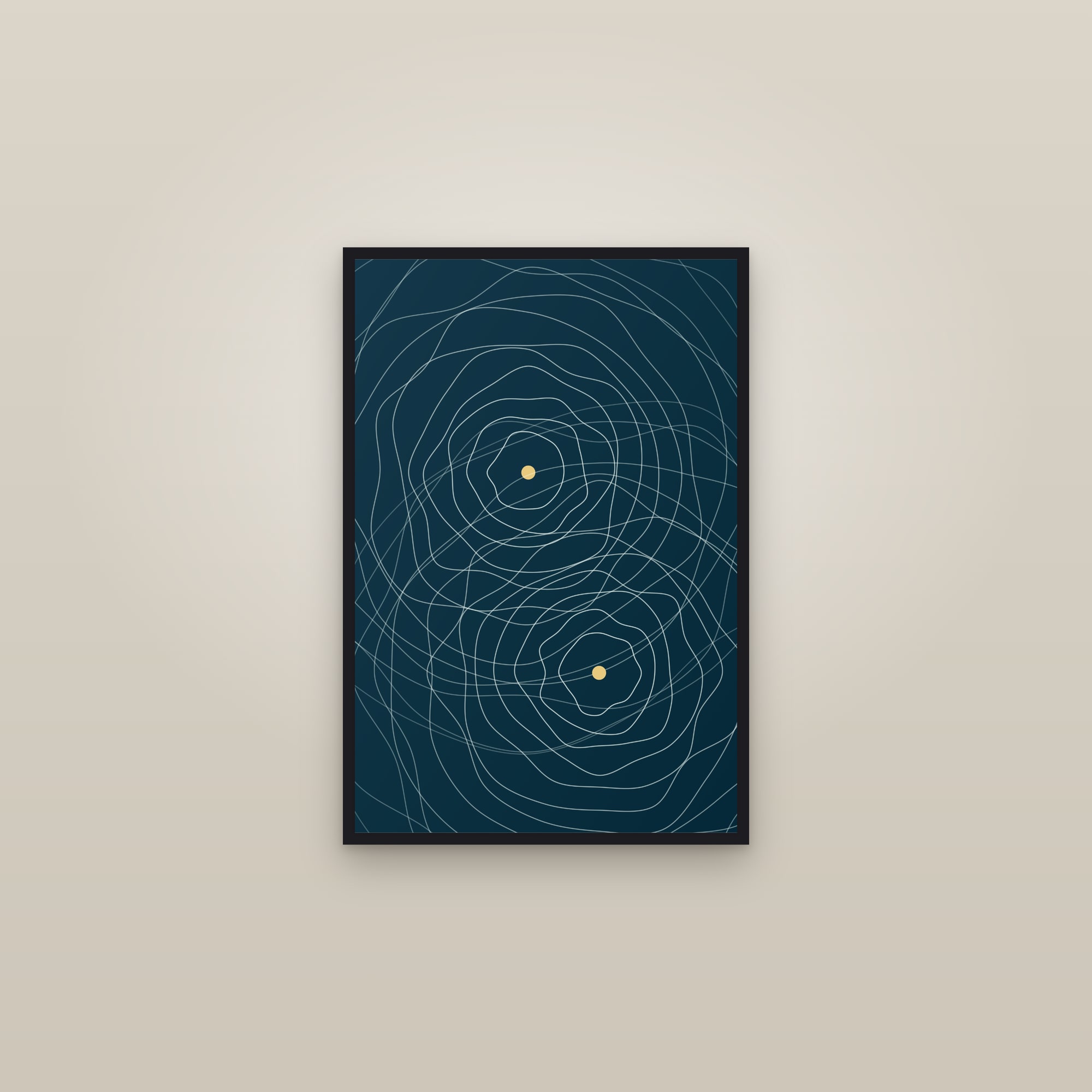 Ocean Topographic Art Print — Bold Contour Line Art Poster · Modern Wall Art — framed in a gallery setting
