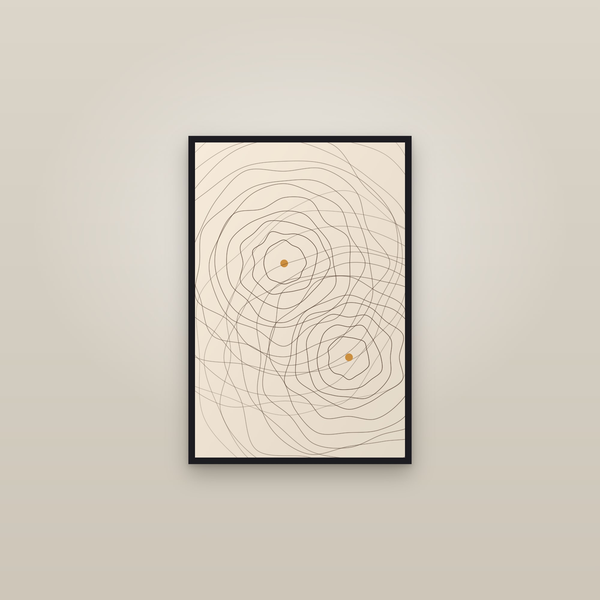Terracotta Topographic Art Print — Bold Contour Line Art Poster · Modern Wall Art — framed in a gallery setting
