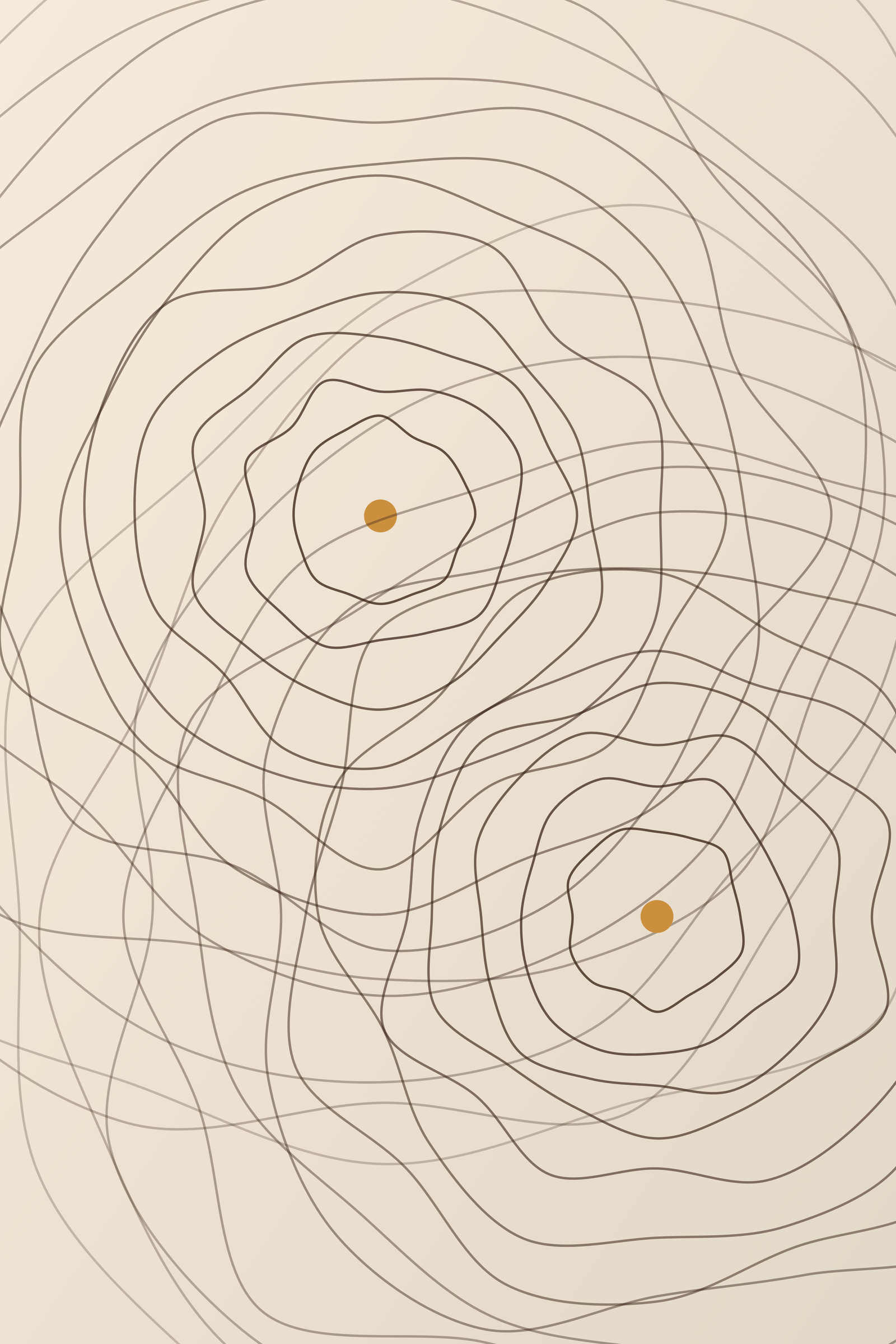 Terracotta Topographic Art Print — Bold Contour Line Art Poster · Modern Wall Art