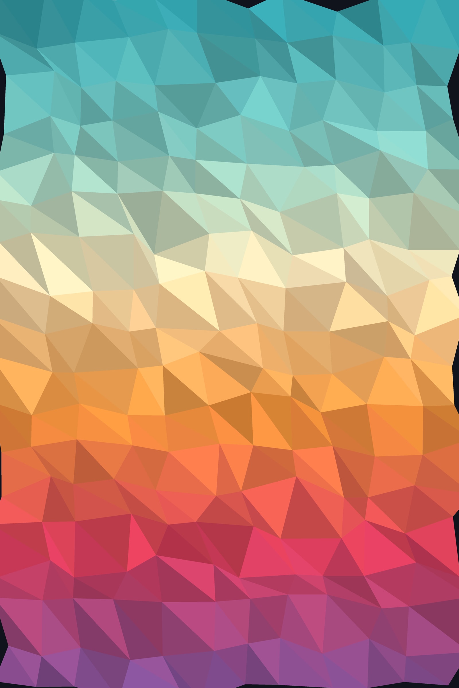 Lagoon Low-Poly Triangles Art Print — Bold Geometric Gradient Poster · Modern Wall Art