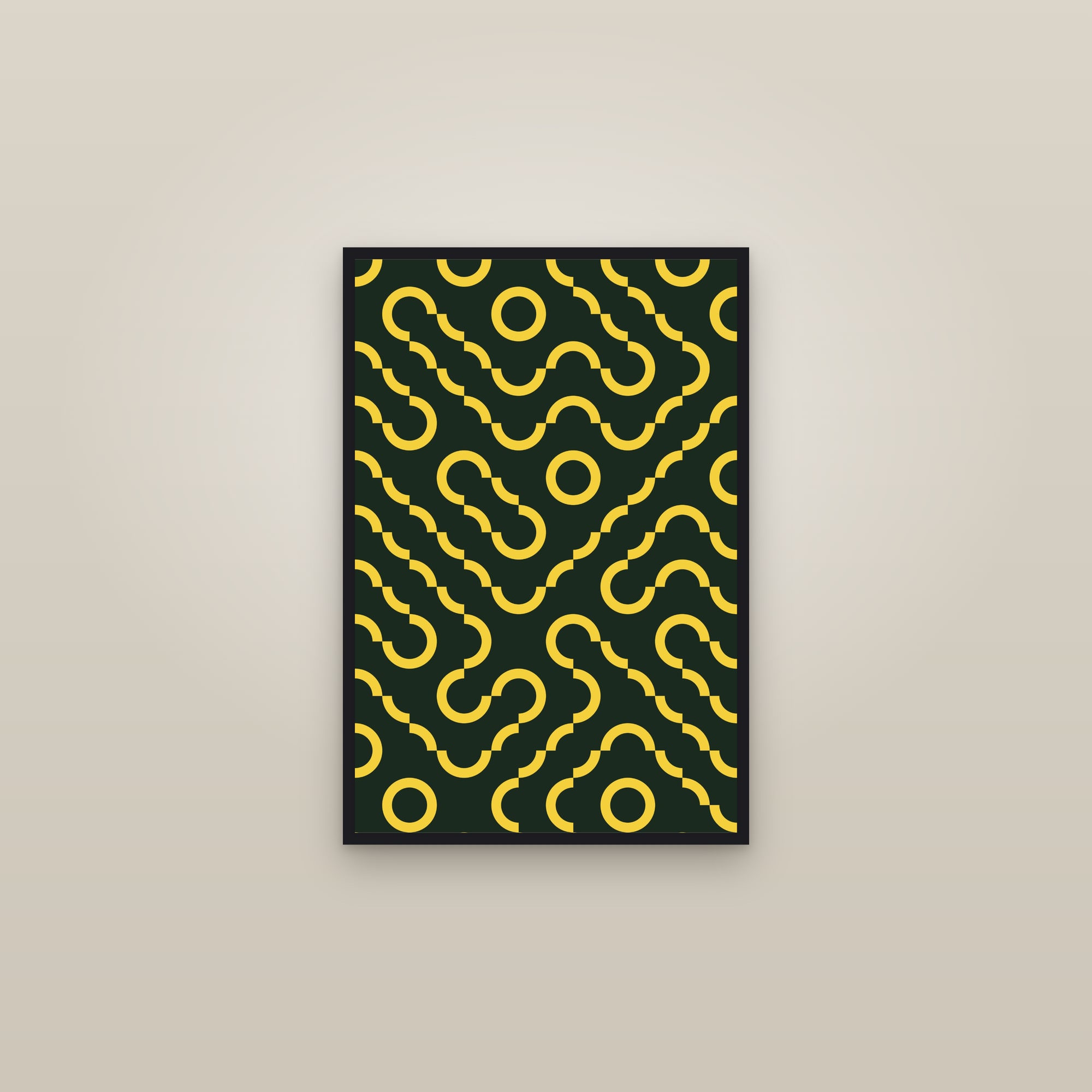 Citrus Truchet Tiles Art Print — Bold Geometric Maze Pattern Poster · Modern Wall Art — framed in a gallery setting