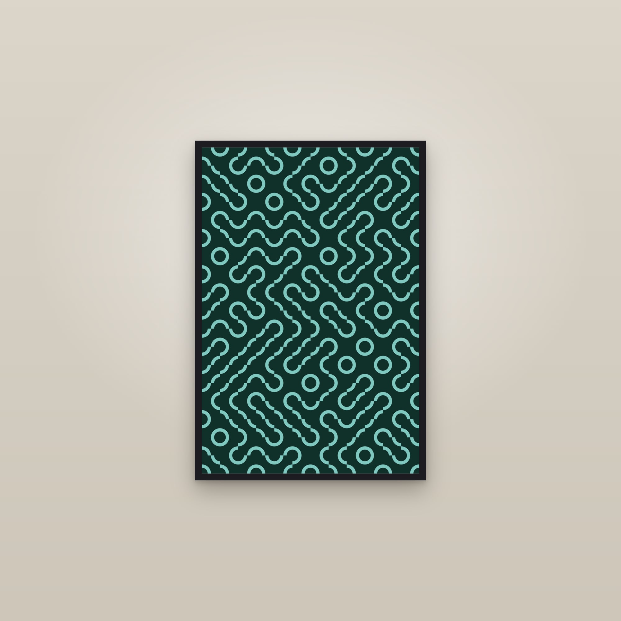 Mint Truchet Tiles Art Print — Bold Geometric Maze Pattern Poster · Modern Wall Art — framed in a gallery setting