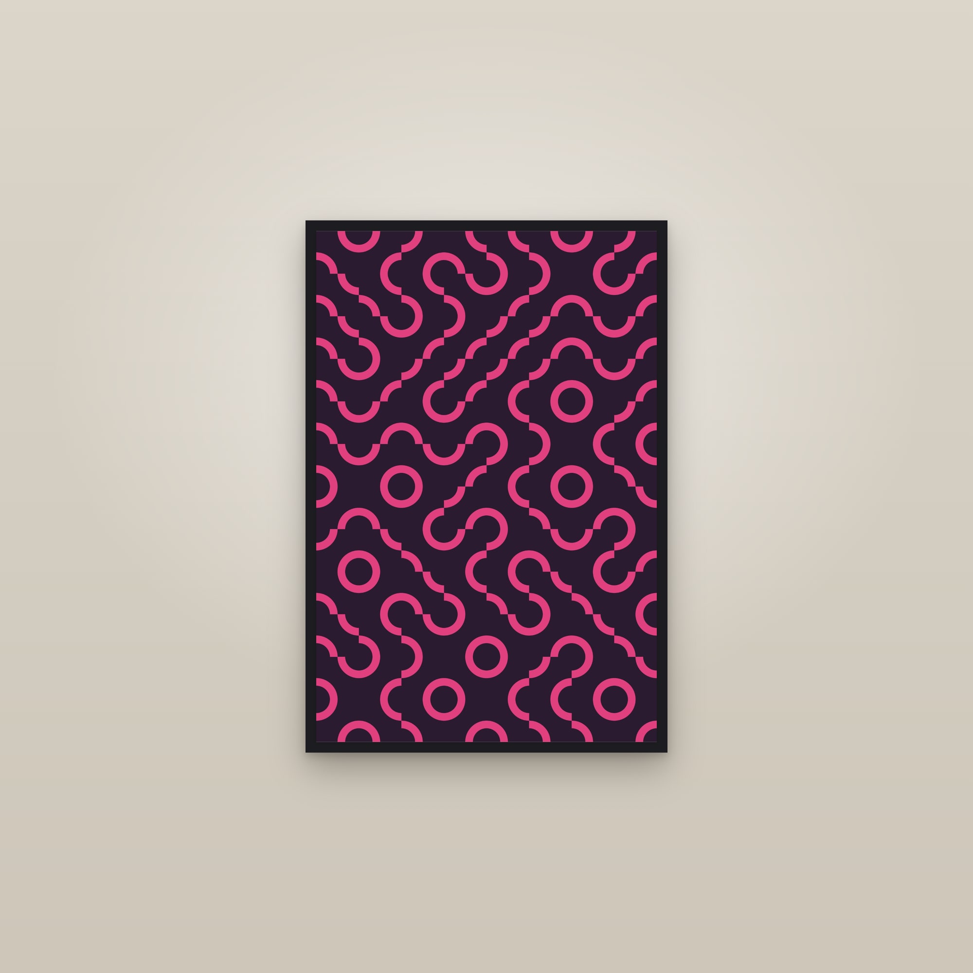 Pink Truchet Tiles Art Print — Bold Geometric Maze Pattern Poster · Modern Wall Art — framed in a gallery setting