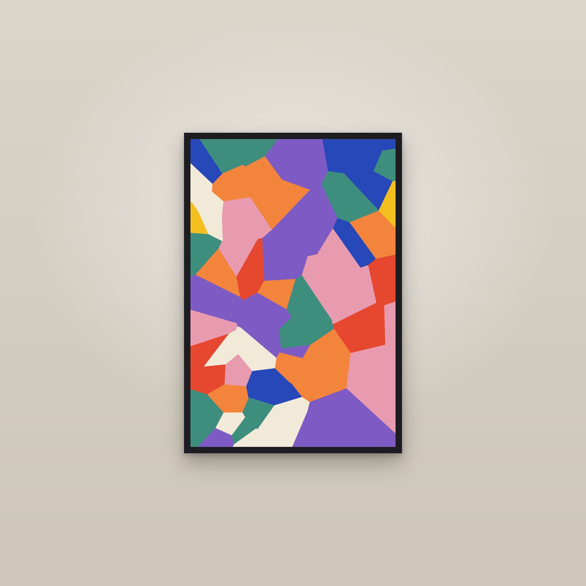 Voronoi Cells Art Print — Abstract Mosaic Poster · Bold Colourful Wall Art — framed in a gallery setting
