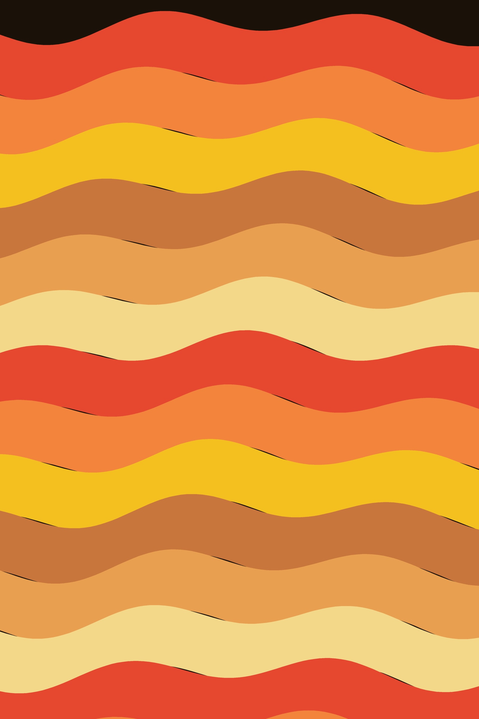 Amber Rainbow Wave Art Print — Bold Op Art Stripe Poster · Modern Wall Art
