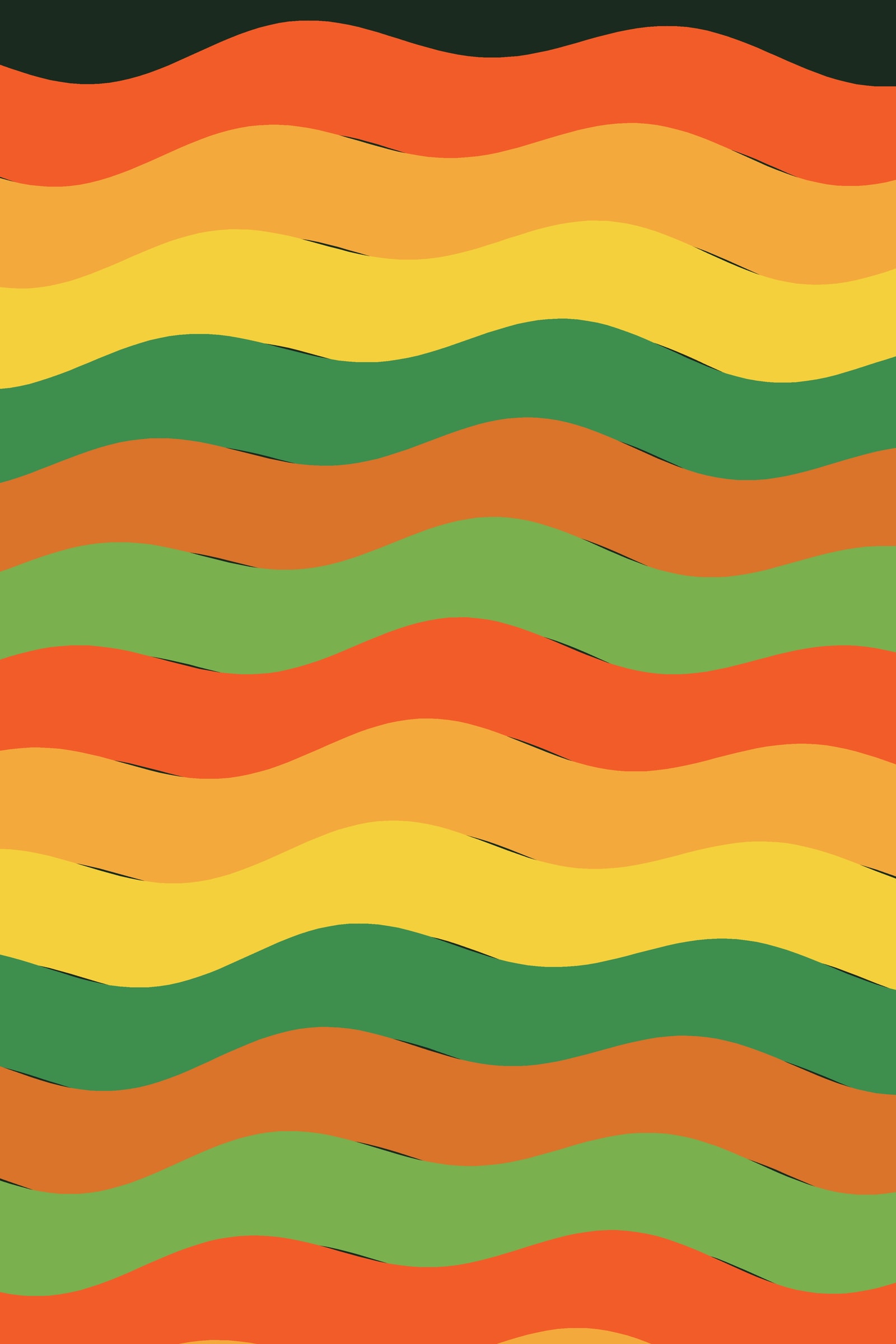 Citrus Rainbow Wave Art Print — Bold Op Art Stripe Poster · Modern Wall Art