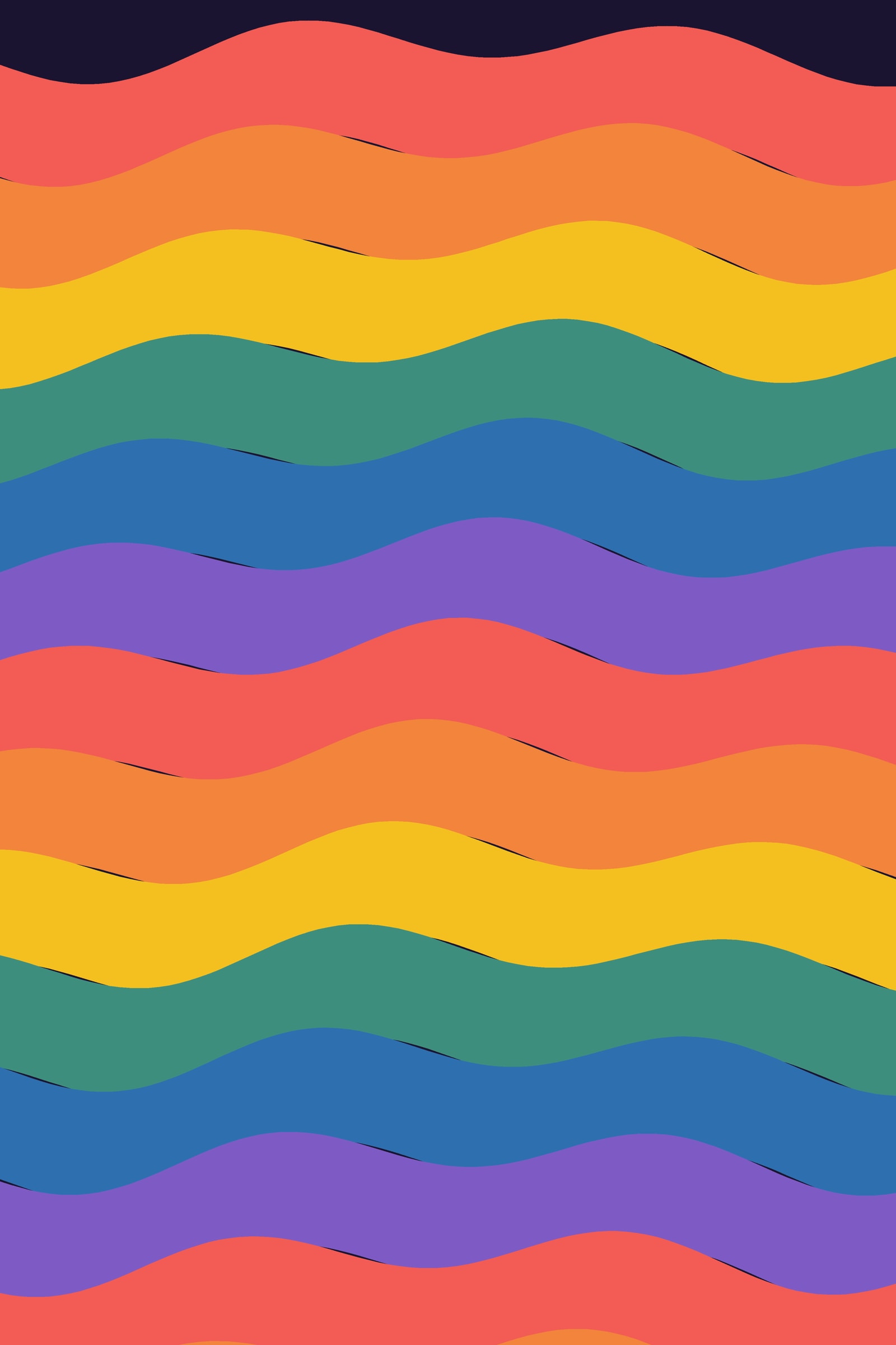 Rainbow Wave Art Print — Op Art Stripe Poster · Bold Colourful Wall Art