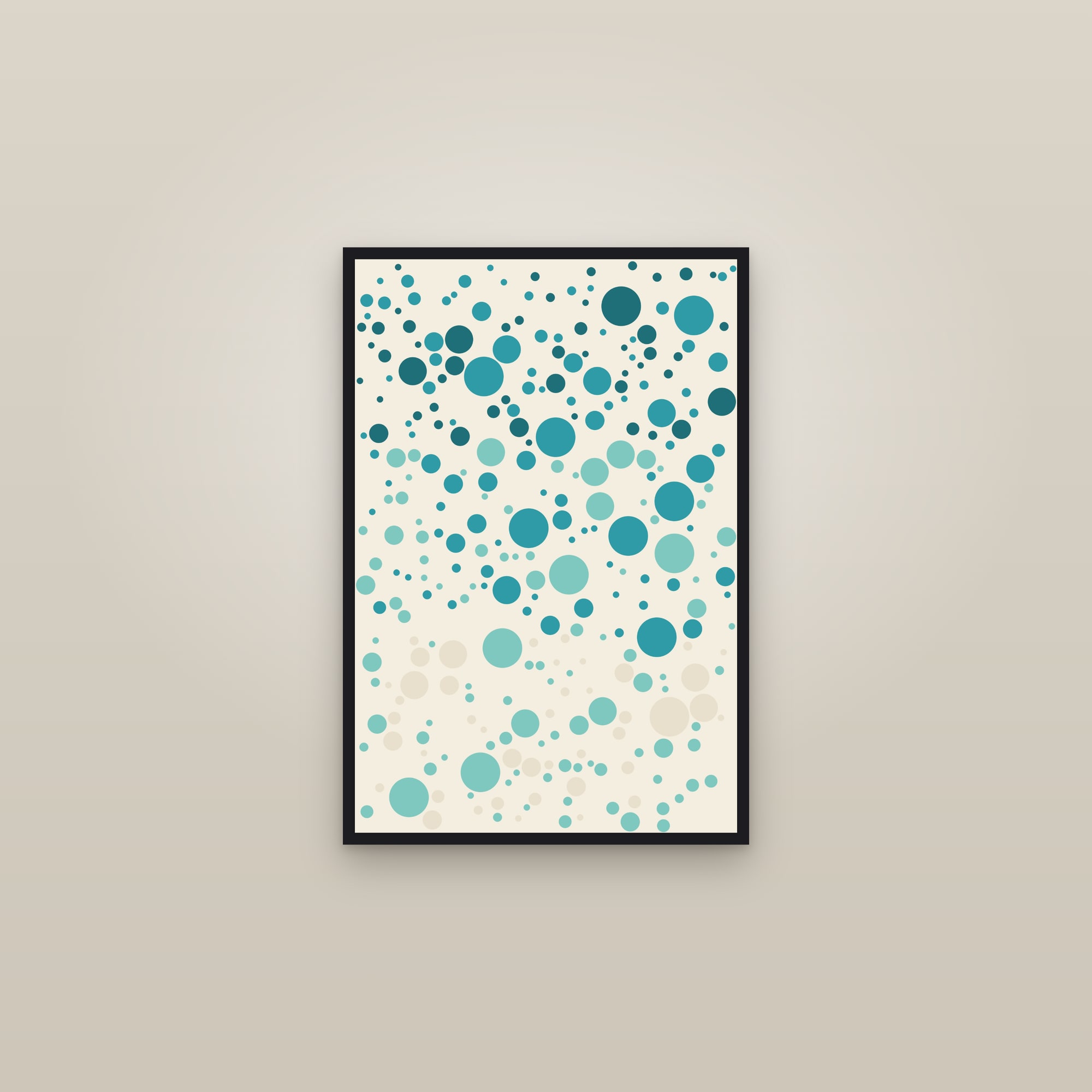 Seafoam Circle Packing Ombré Art Print — Bold Gradient Dot Poster · Modern Wall Art — framed in a gallery setting