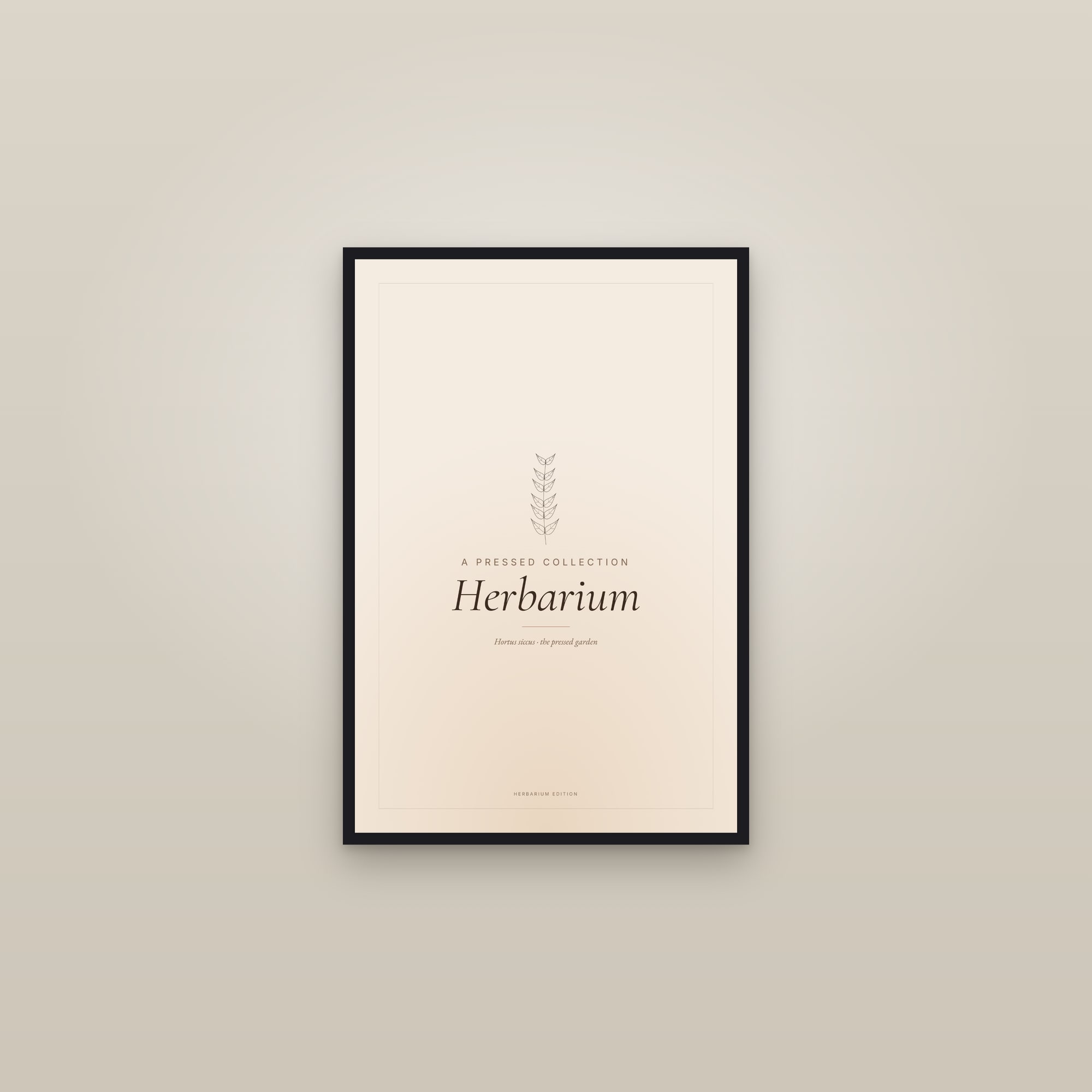 Herbarium — Typographic Botanical — framed in a gallery setting