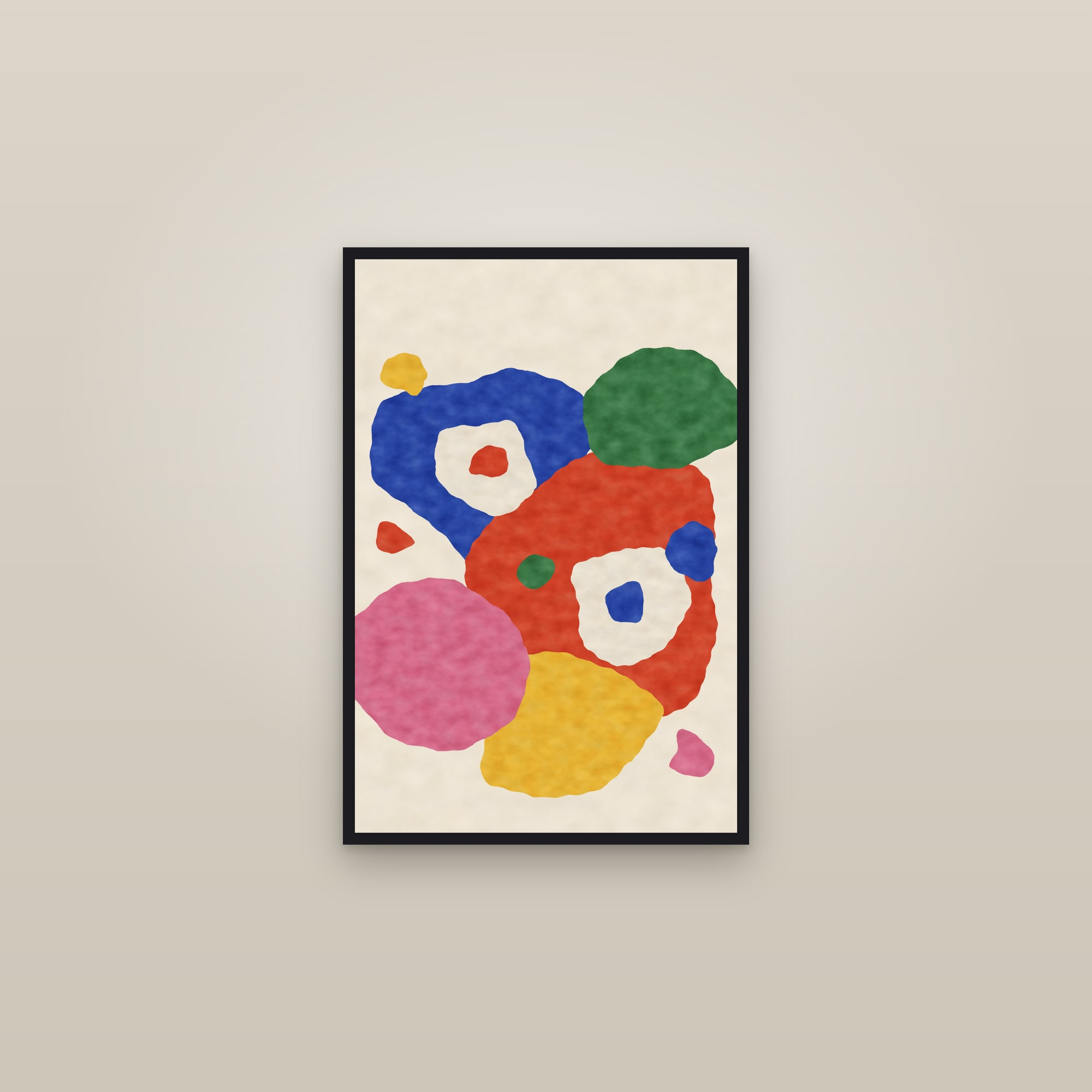 Abstract Shapes Print — The Amoeba Shapes — framed in a gallery setting