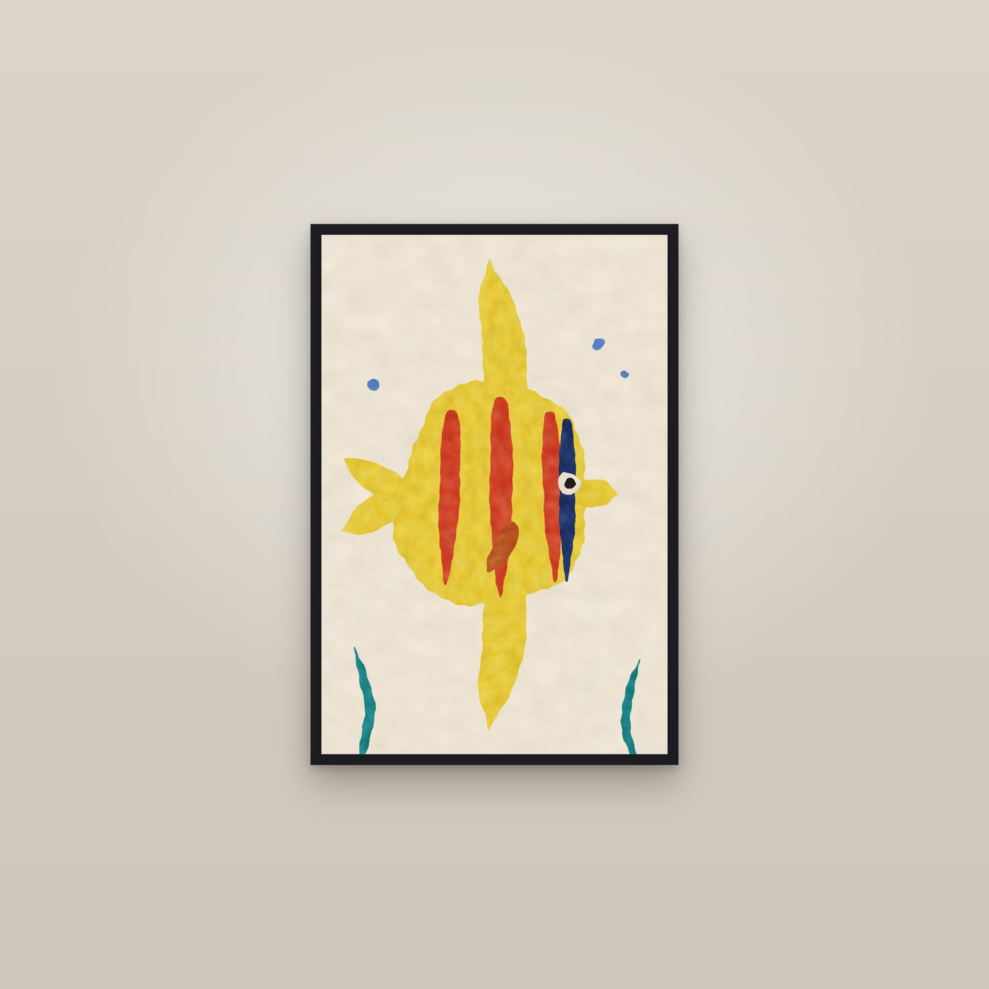 Abstract Fish Print (Angelfish) — The Angelfish — framed in a gallery setting