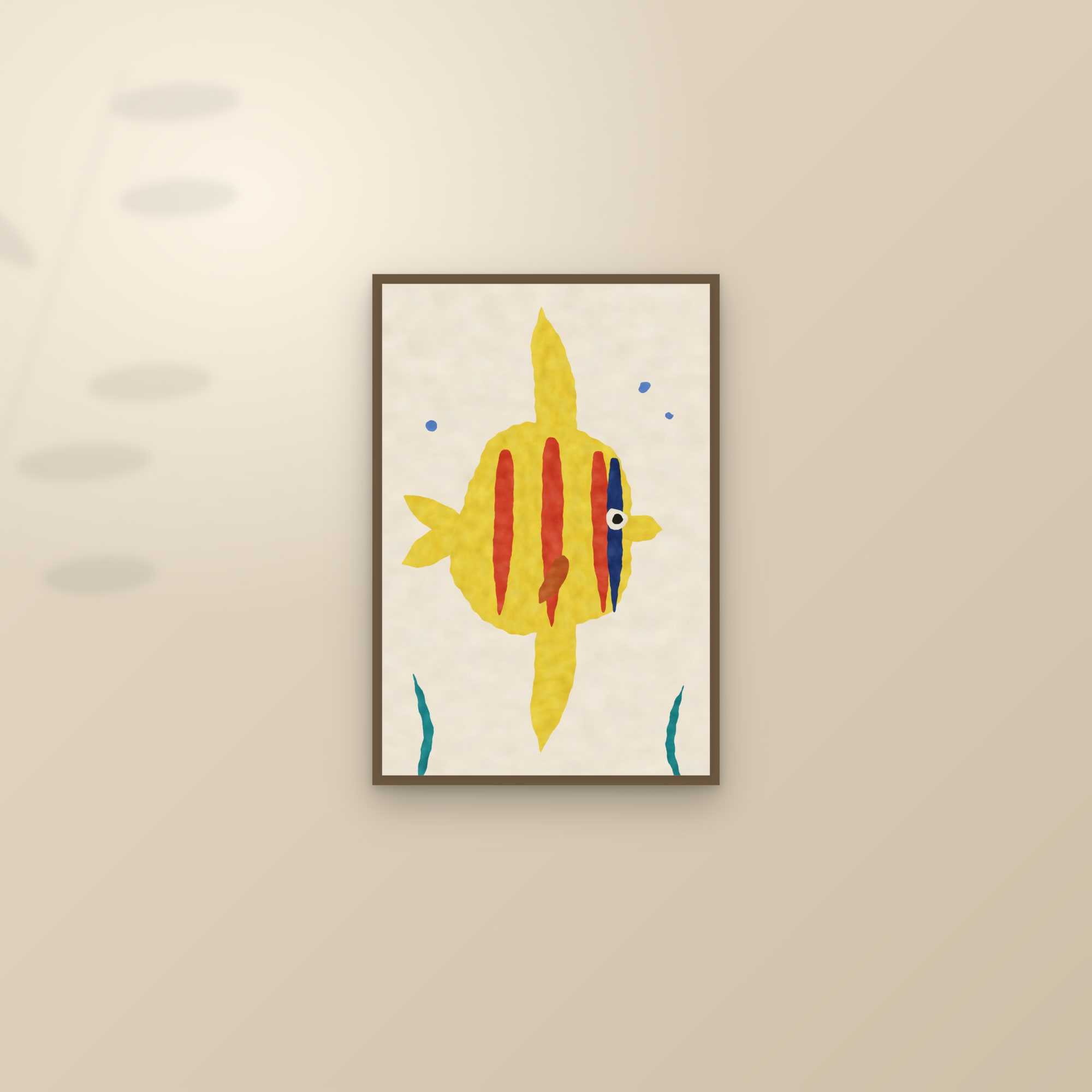 Abstract Fish Print (Angelfish) — The Angelfish — framed and styled on a sunlit wall