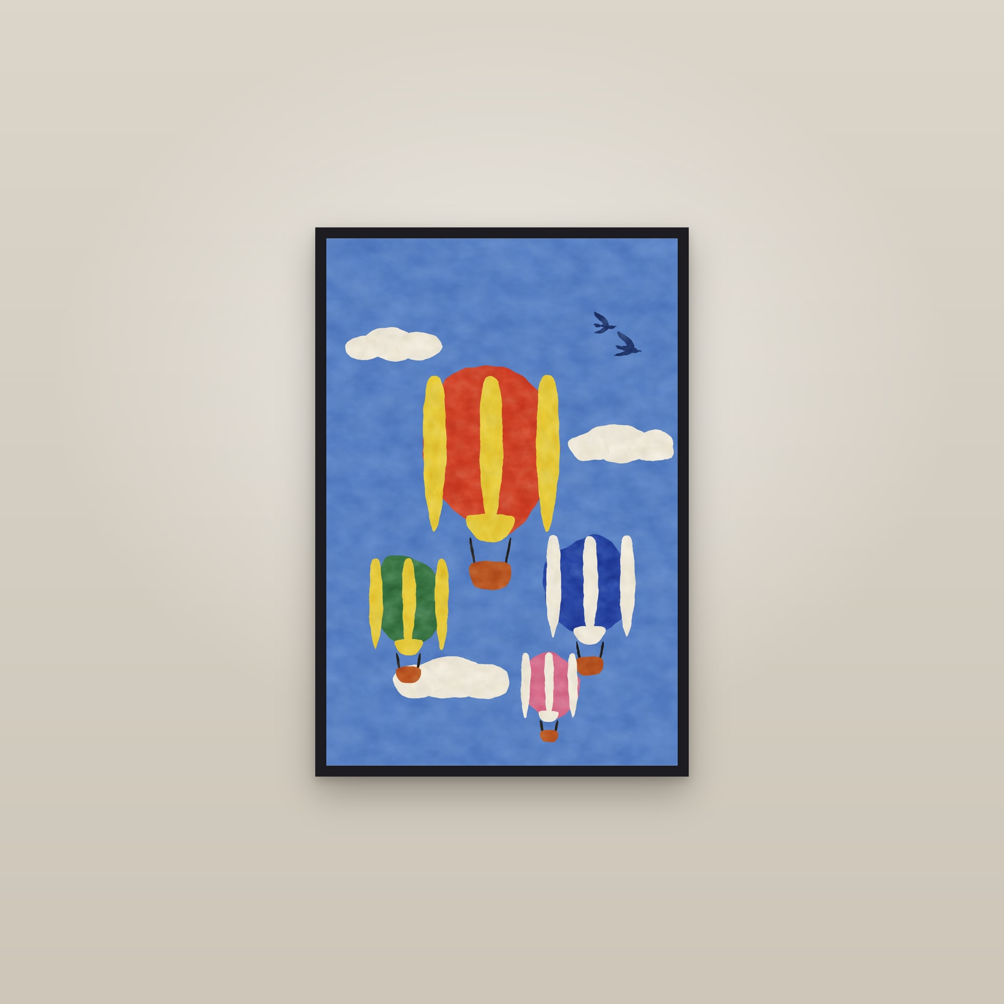 Hot Air Balloon Print — The Paper Balloons — framed in a gallery setting