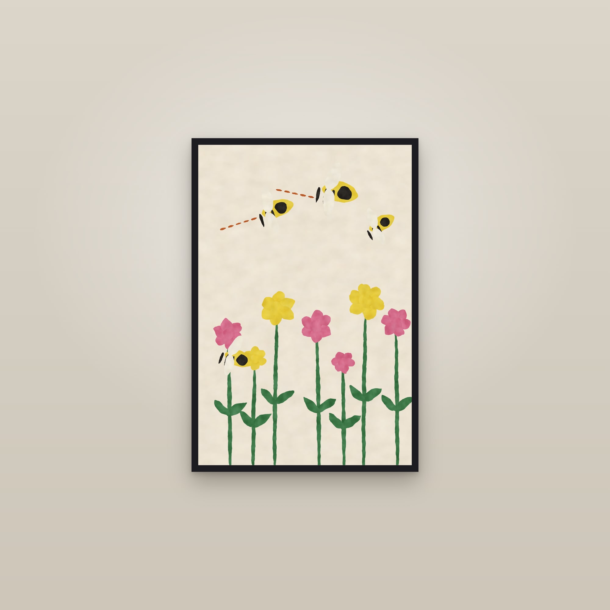 Bee Print — The Bee Garden — framed in a gallery setting