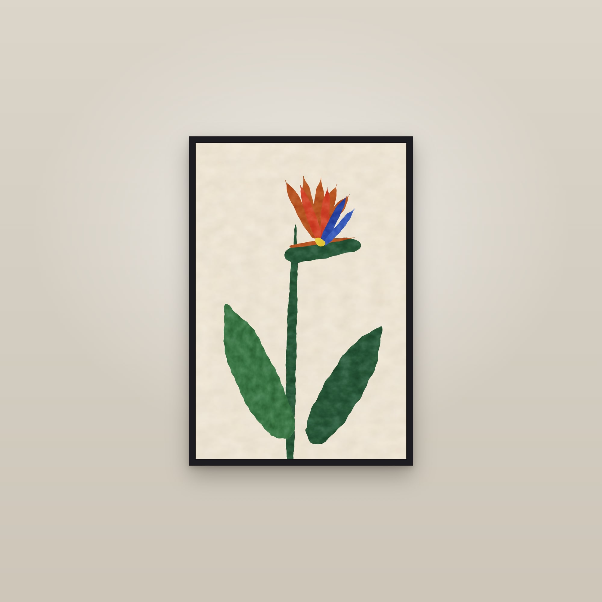 Bird of Paradise Print — The Strelitzia — framed in a gallery setting