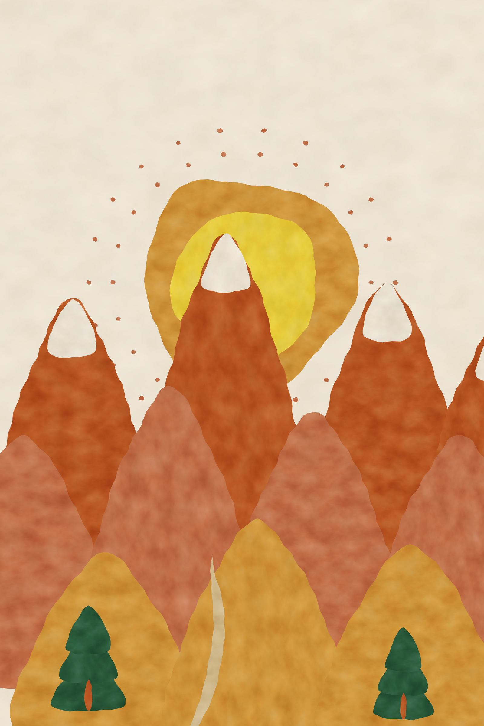 Abstract Mountain Print — The Warm Peaks