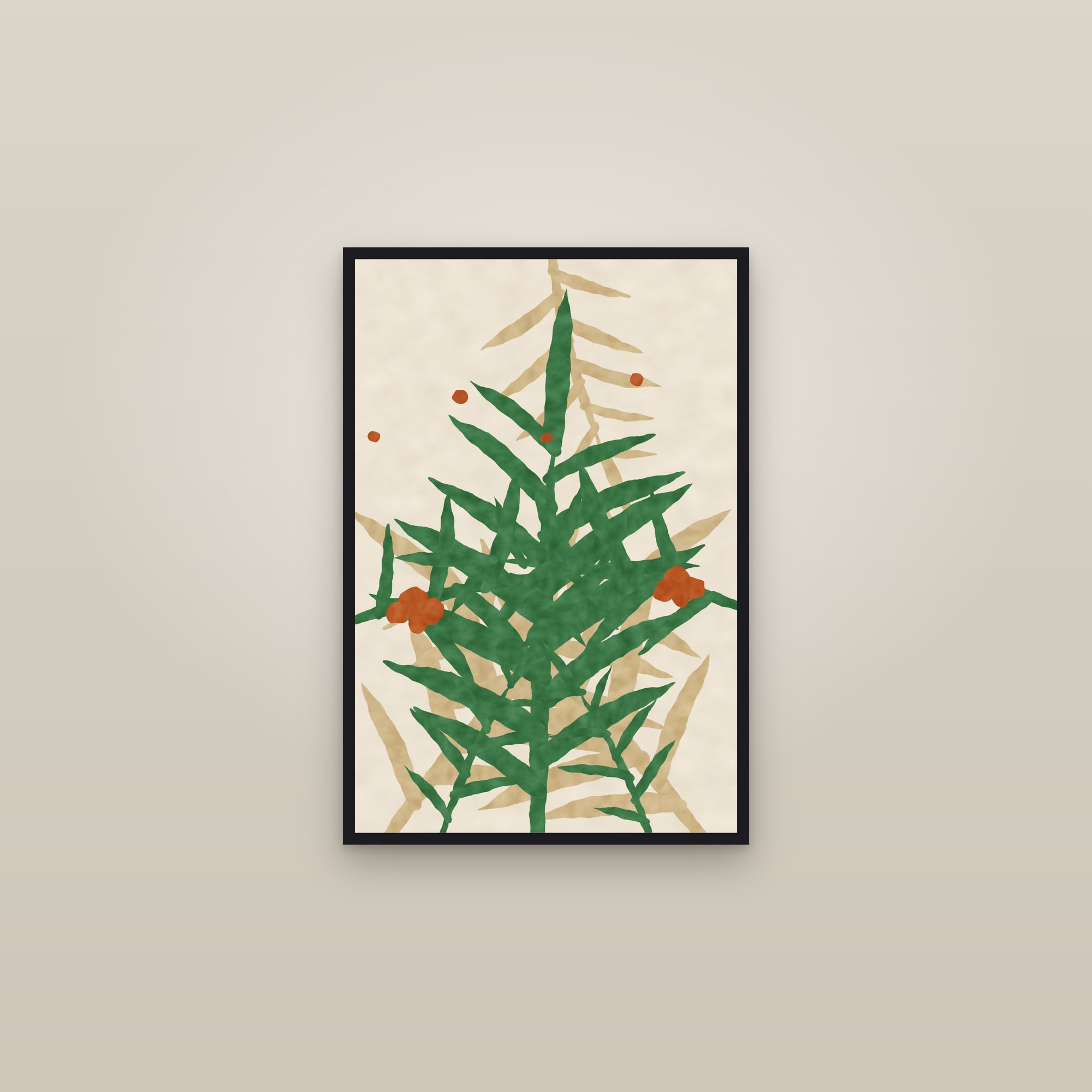 Palm Leaf Print — The Palm Canopy — framed in a gallery setting