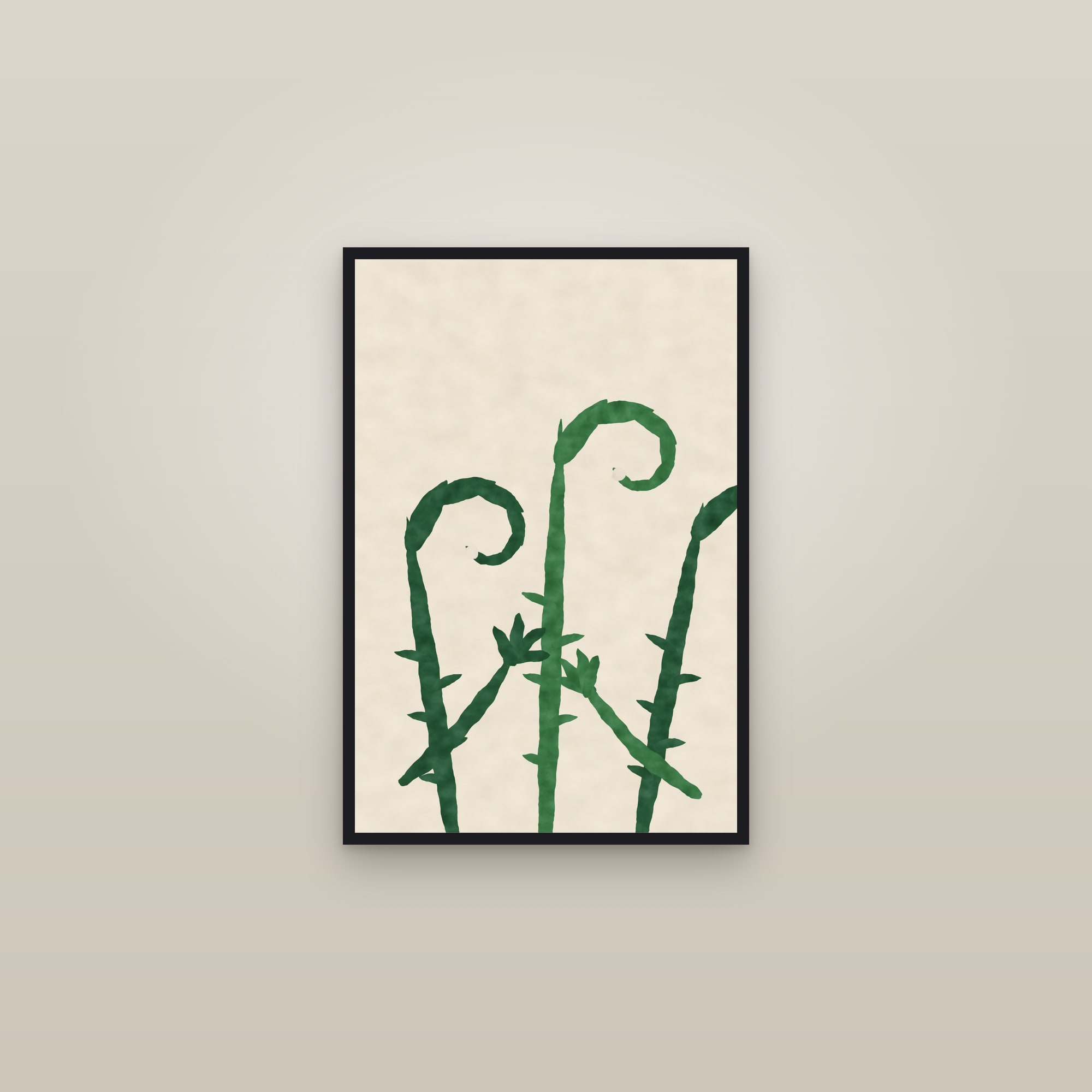 Fern Print (Fiddleheads) — The Fiddleheads — framed in a gallery setting