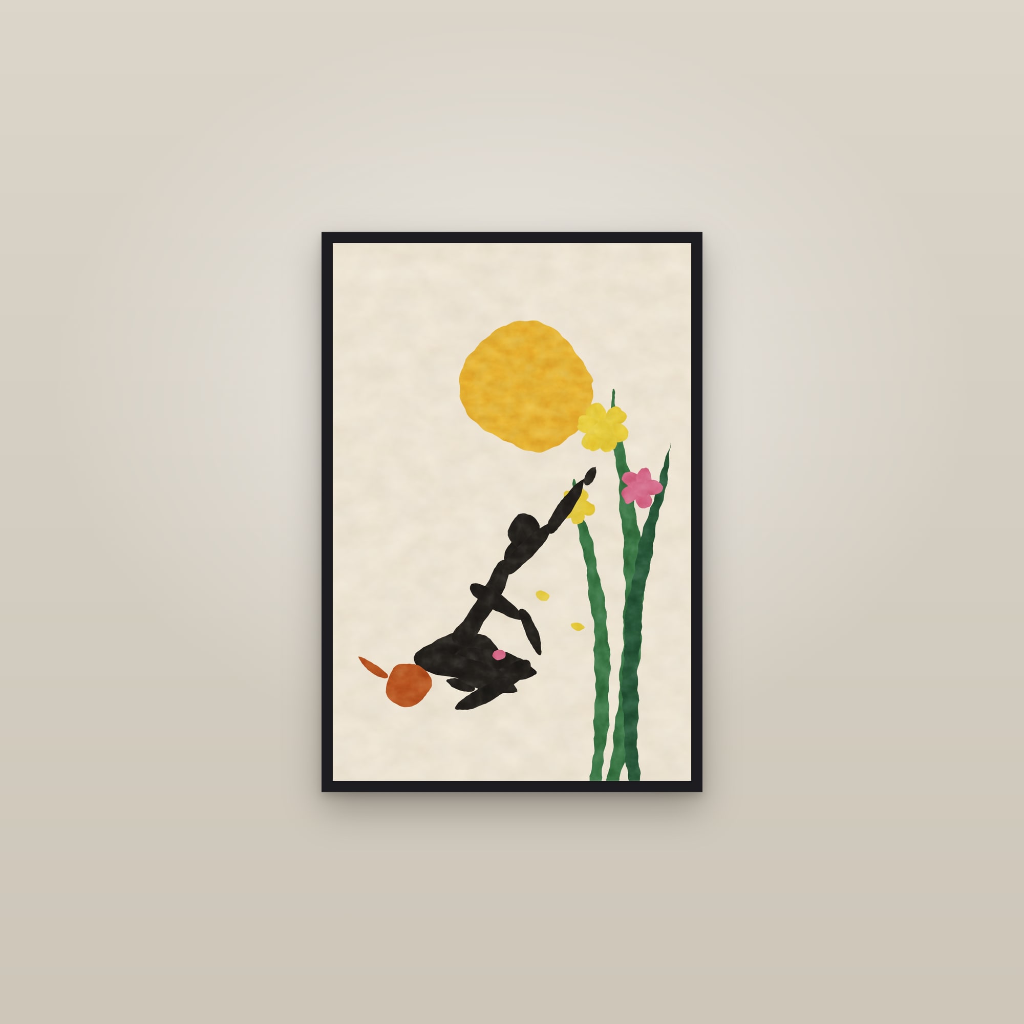 Figure Print (Gardener) — The Gardener — framed in a gallery setting