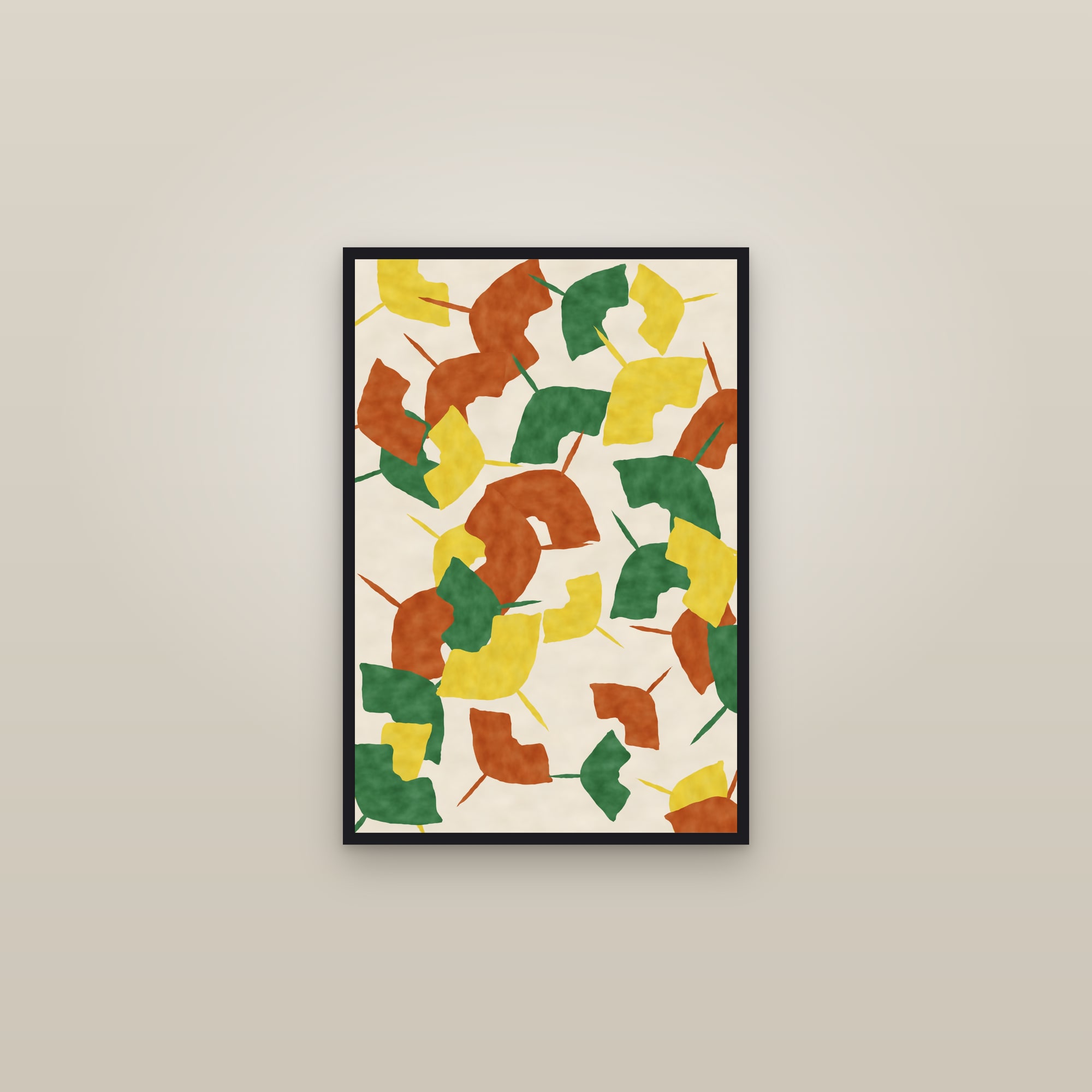 Ginkgo Print — The Ginkgo Drift — framed in a gallery setting