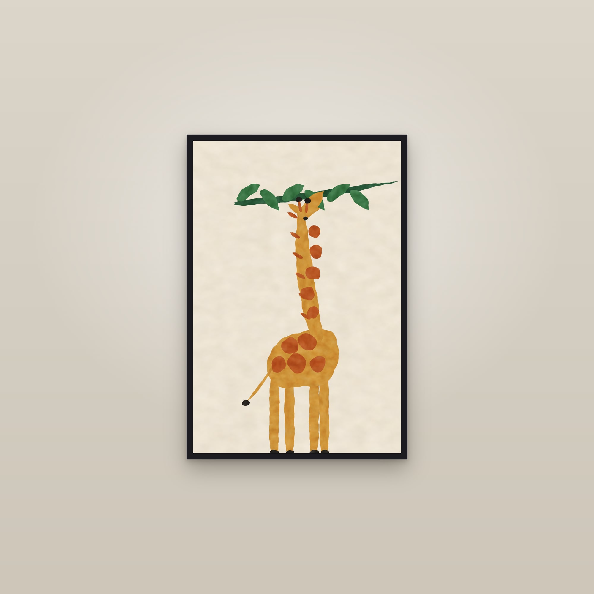 Abstract Giraffe Print — The Tall Giraffe — framed in a gallery setting