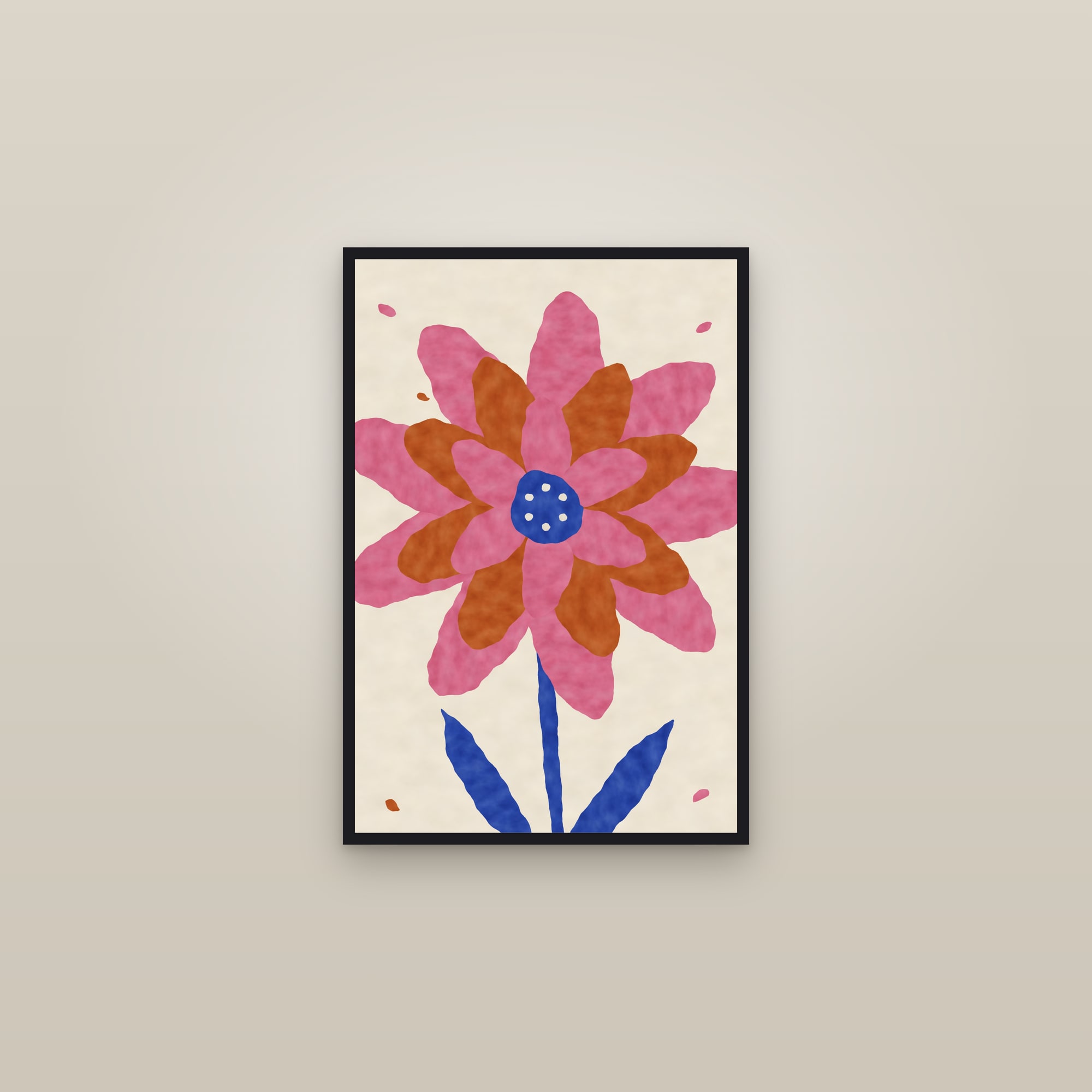 Pink Flower Print — The Grand Bloom — framed in a gallery setting