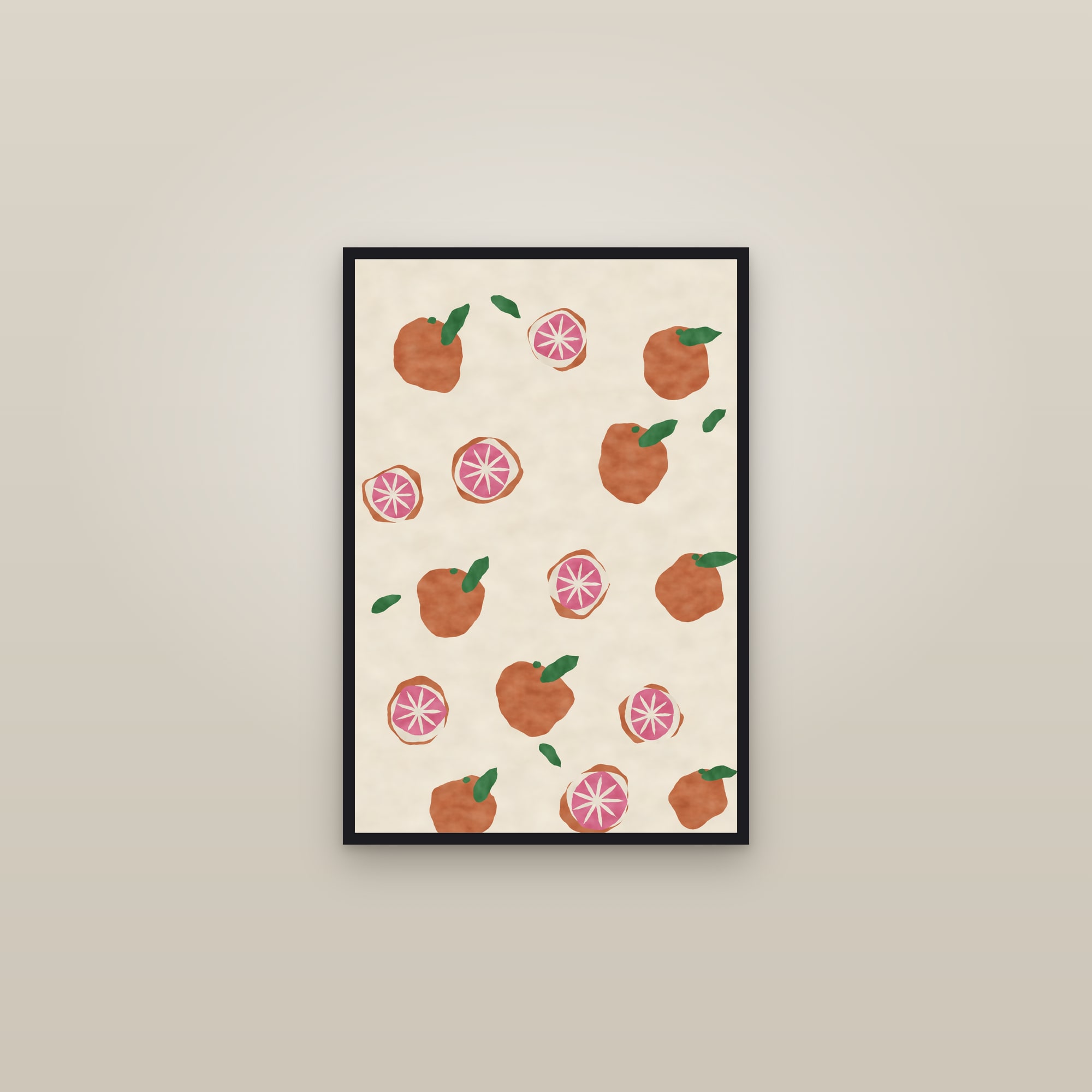 Grapefruit Print — The Cut Grapefruit — framed in a gallery setting