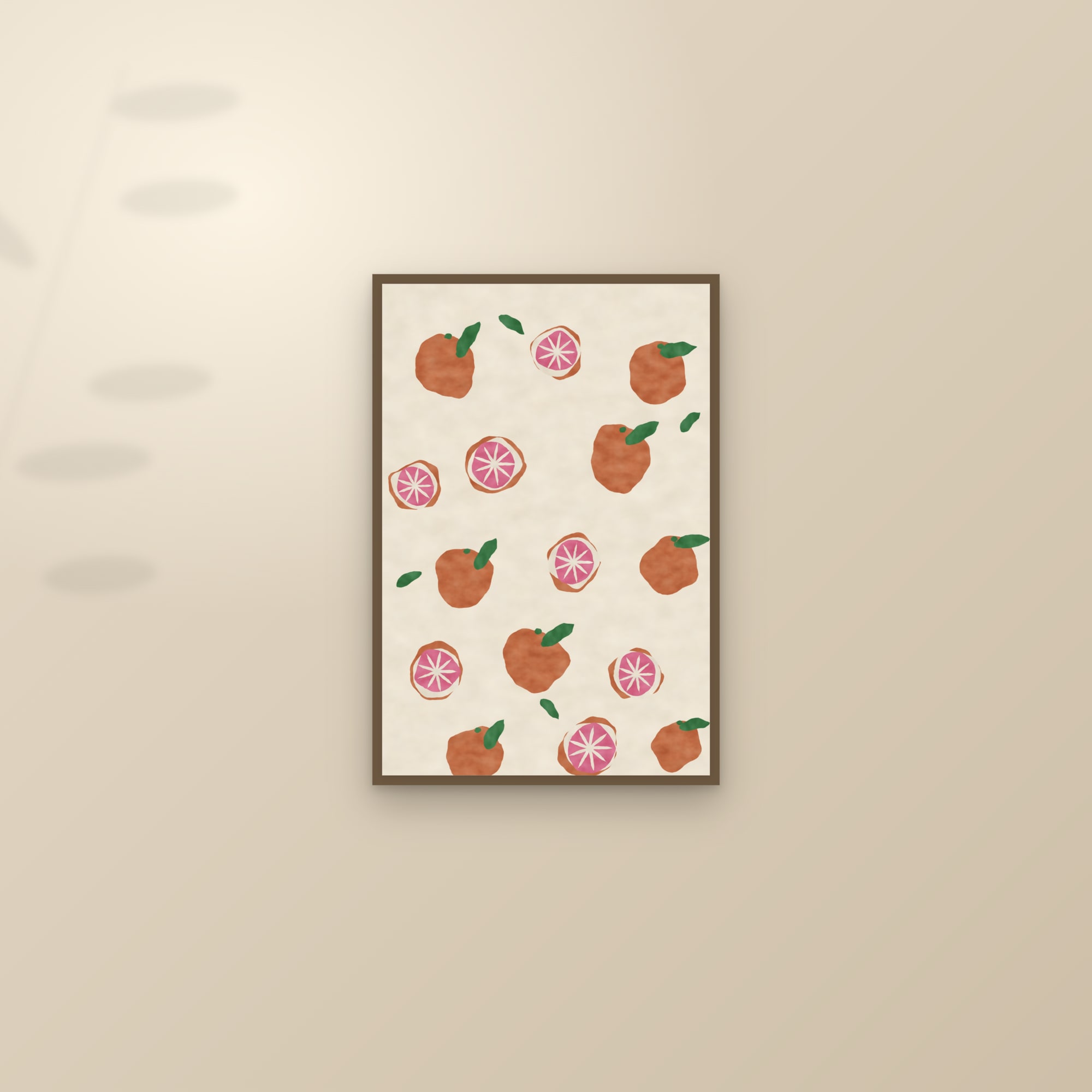 Grapefruit Print — The Cut Grapefruit — framed and styled on a sunlit wall