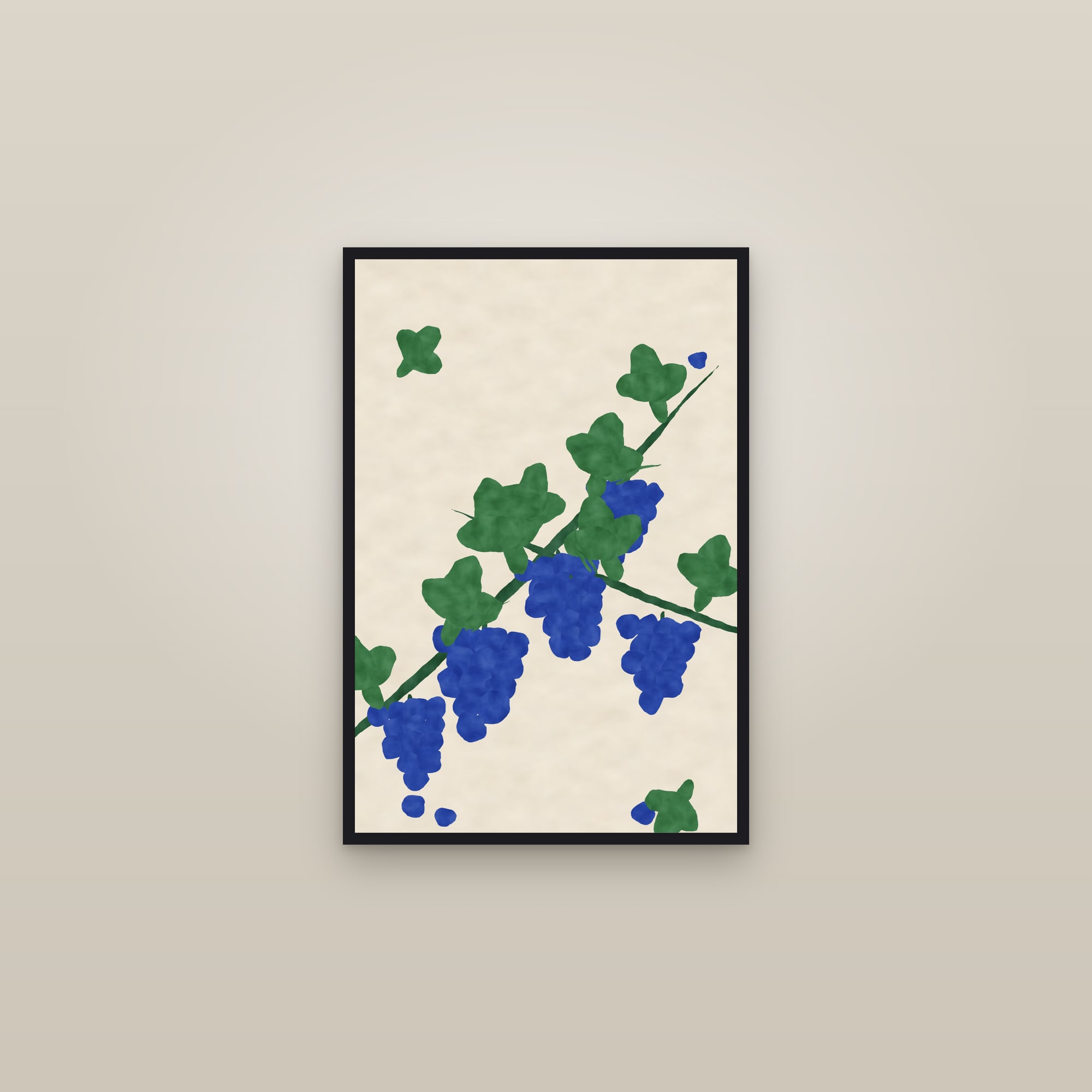 Grape Print — The Grapevine — framed in a gallery setting