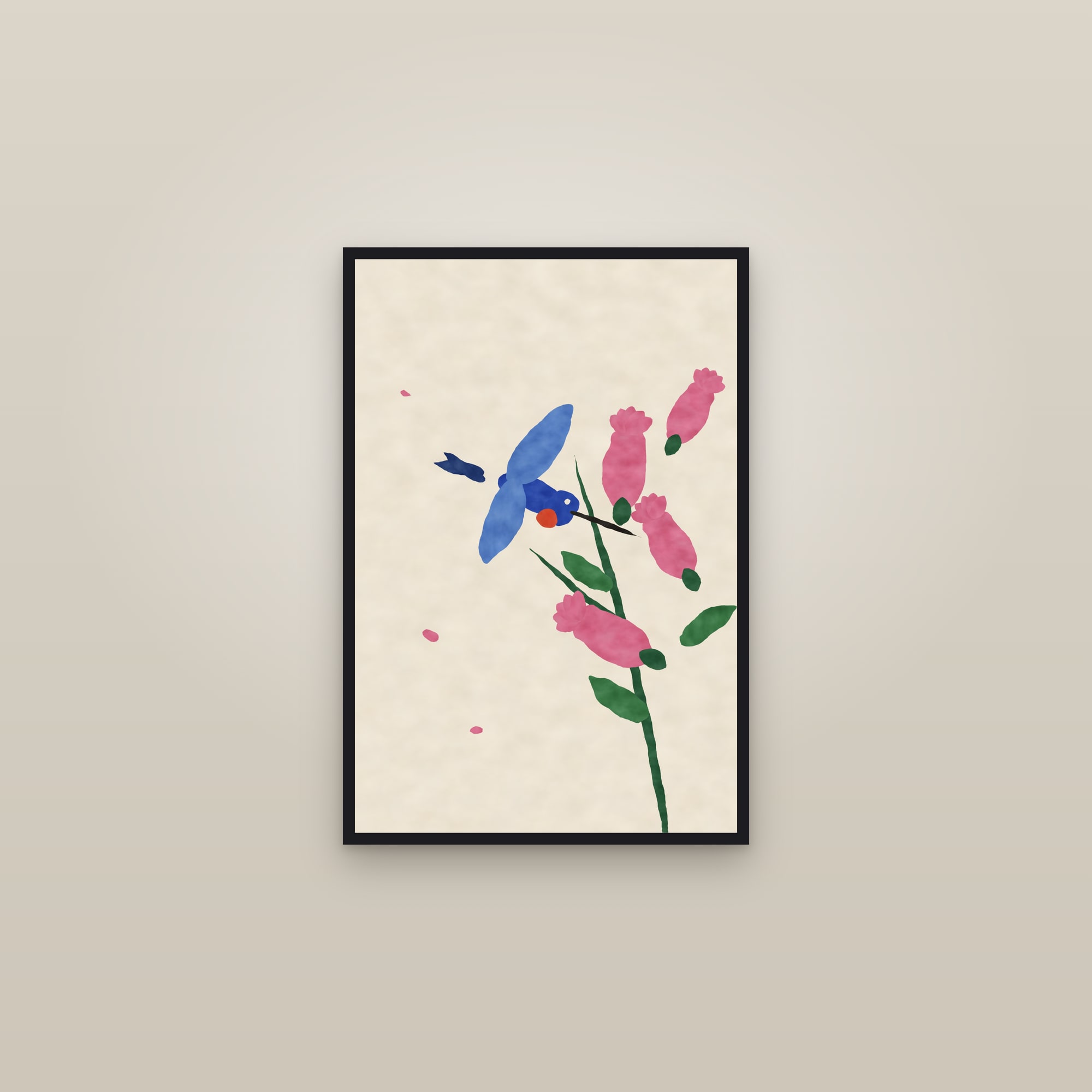 Hummingbird Print — The Hummingbird — framed in a gallery setting