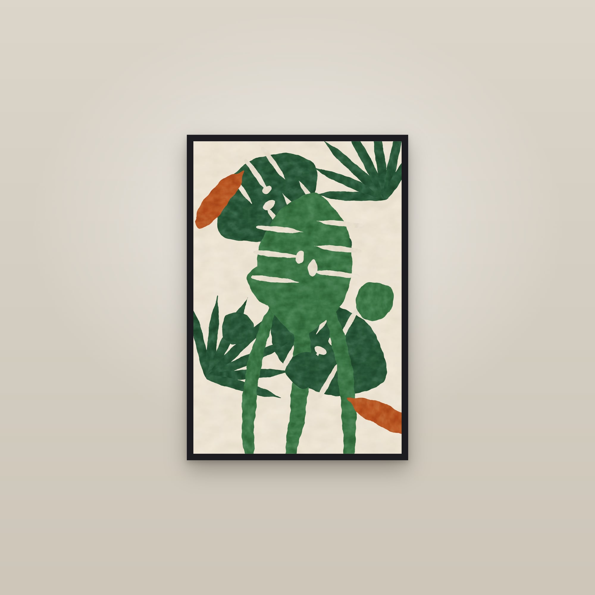 Tropical Leaf Print — The Jungle Leaves — framed in a gallery setting