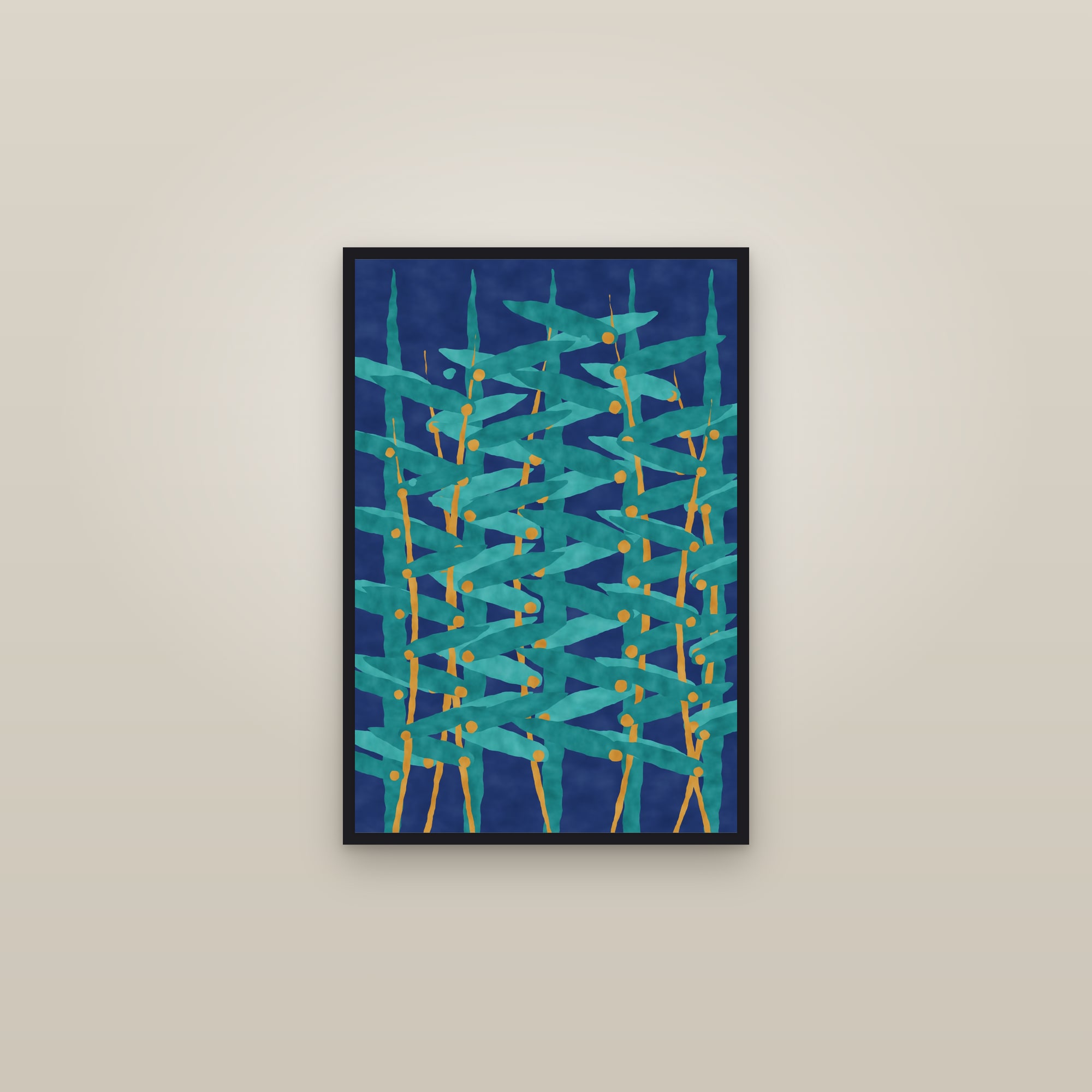 Kelp Print — The Kelp Forest — framed in a gallery setting