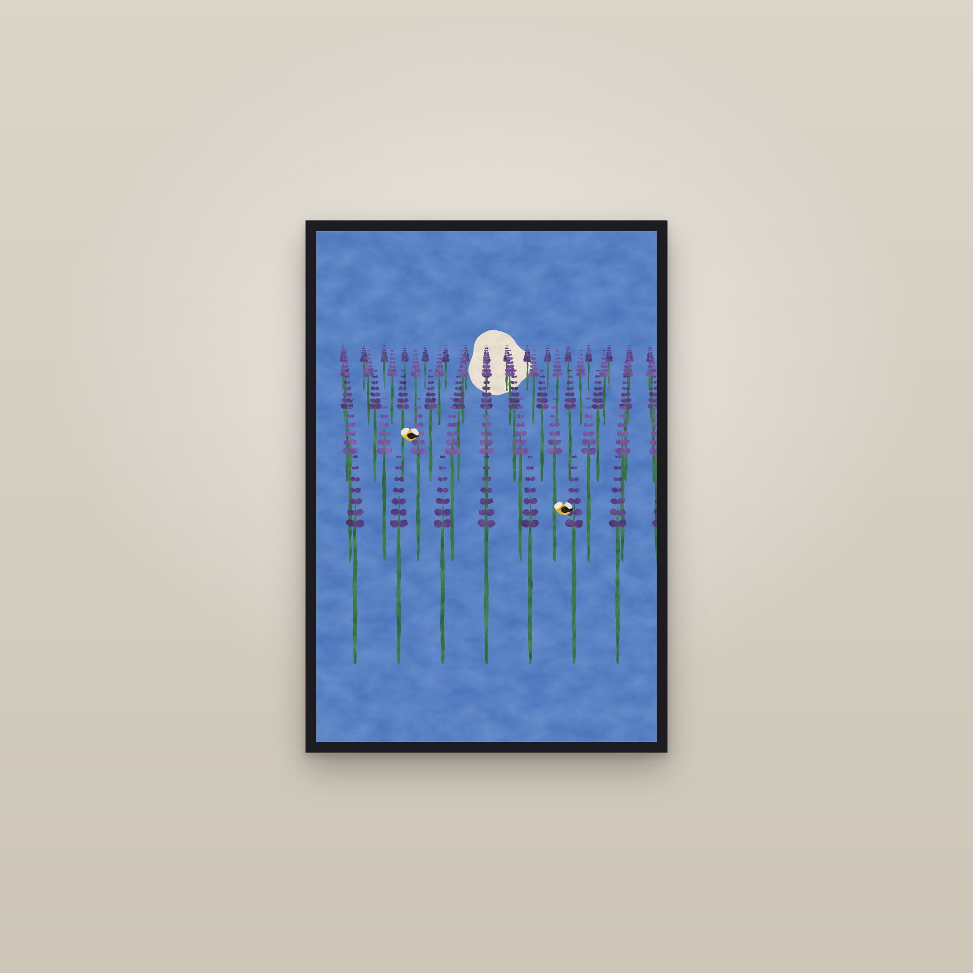 Lavender Print — The Lavender Field — framed in a gallery setting