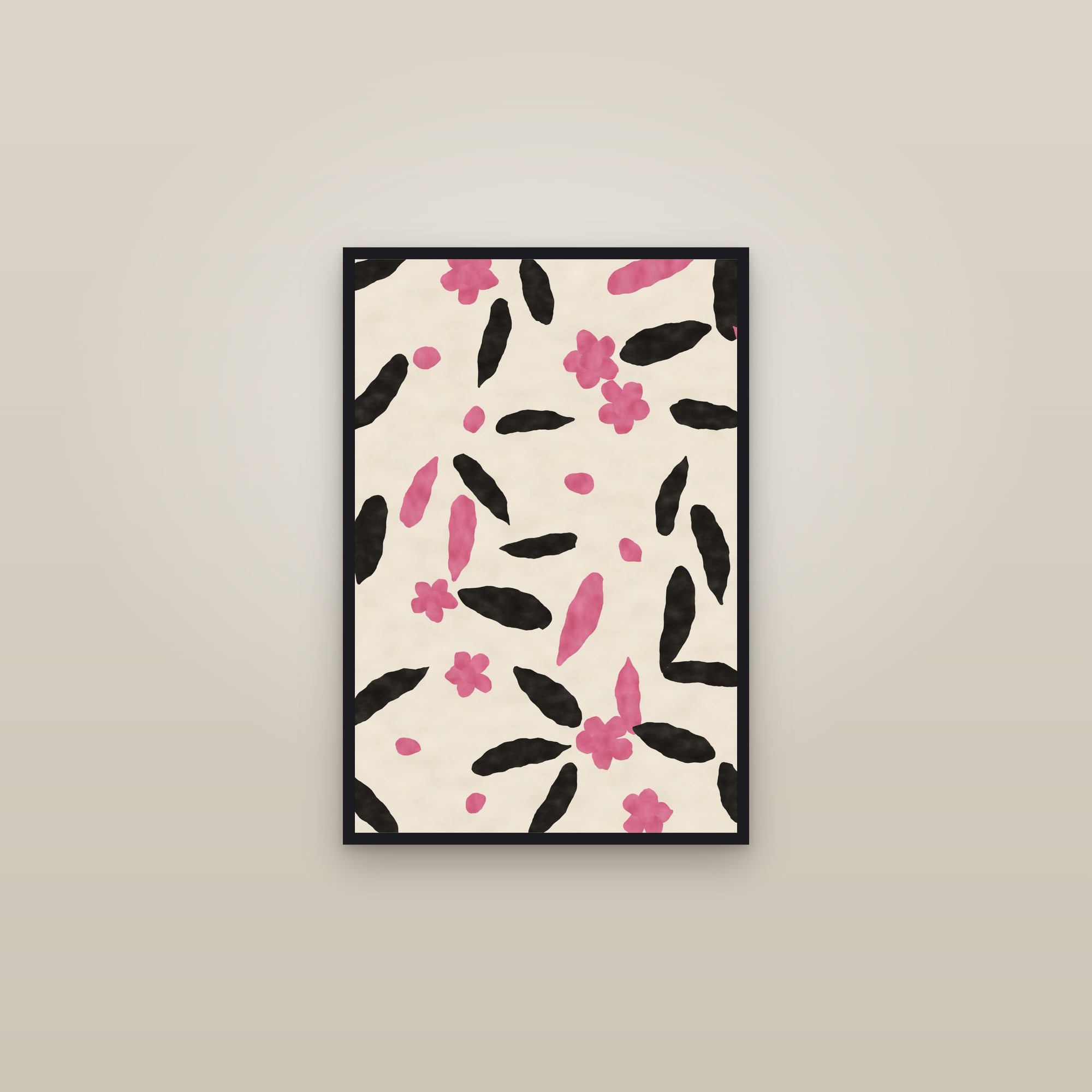 Abstract Leaf Print — The Leaf Field — framed in a gallery setting