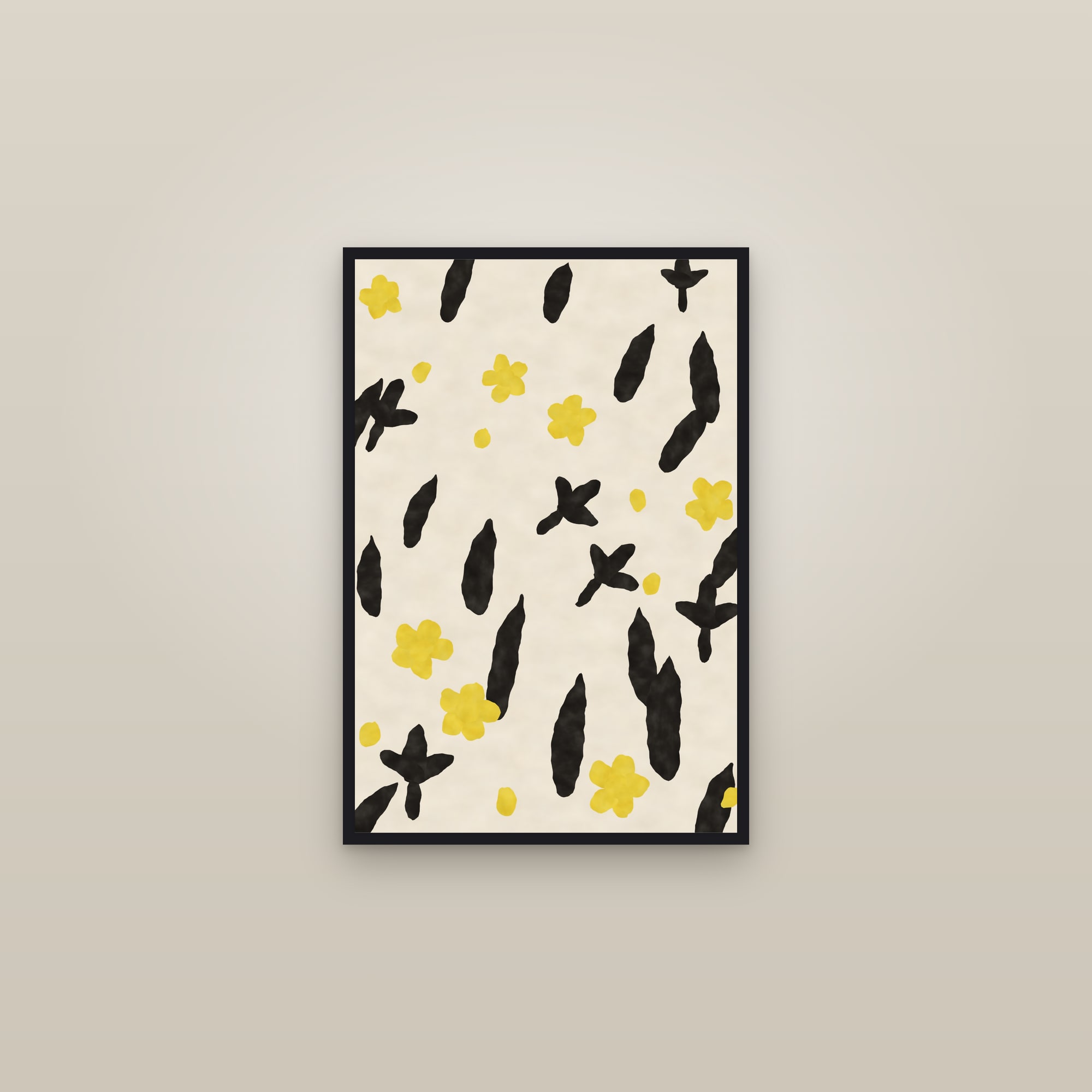 Organic Shapes Wall Art — Leaf Rain — framed in a gallery setting