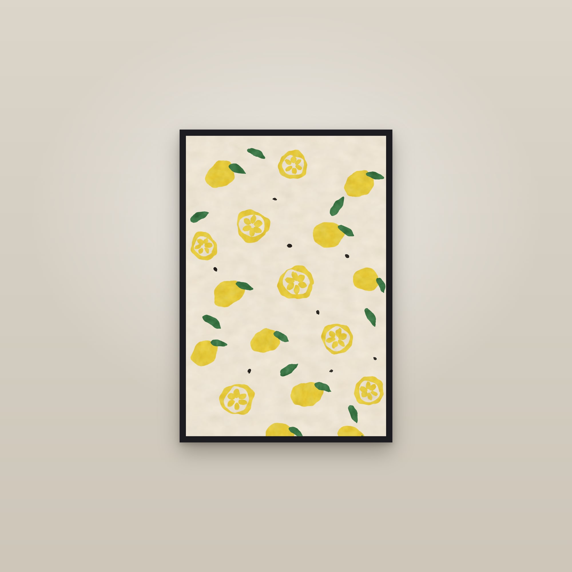 Lemon Print — The Cut Lemons — framed in a gallery setting