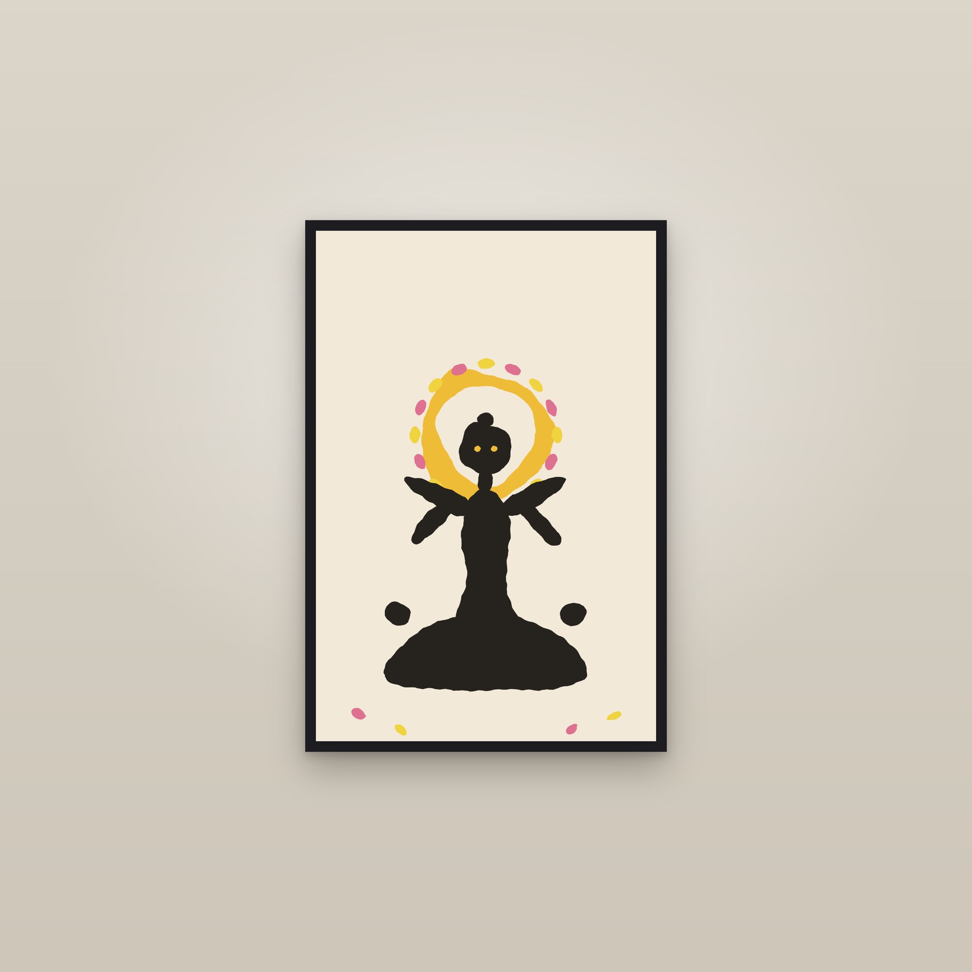Yoga Print — The Lotus Pose — framed in a gallery setting