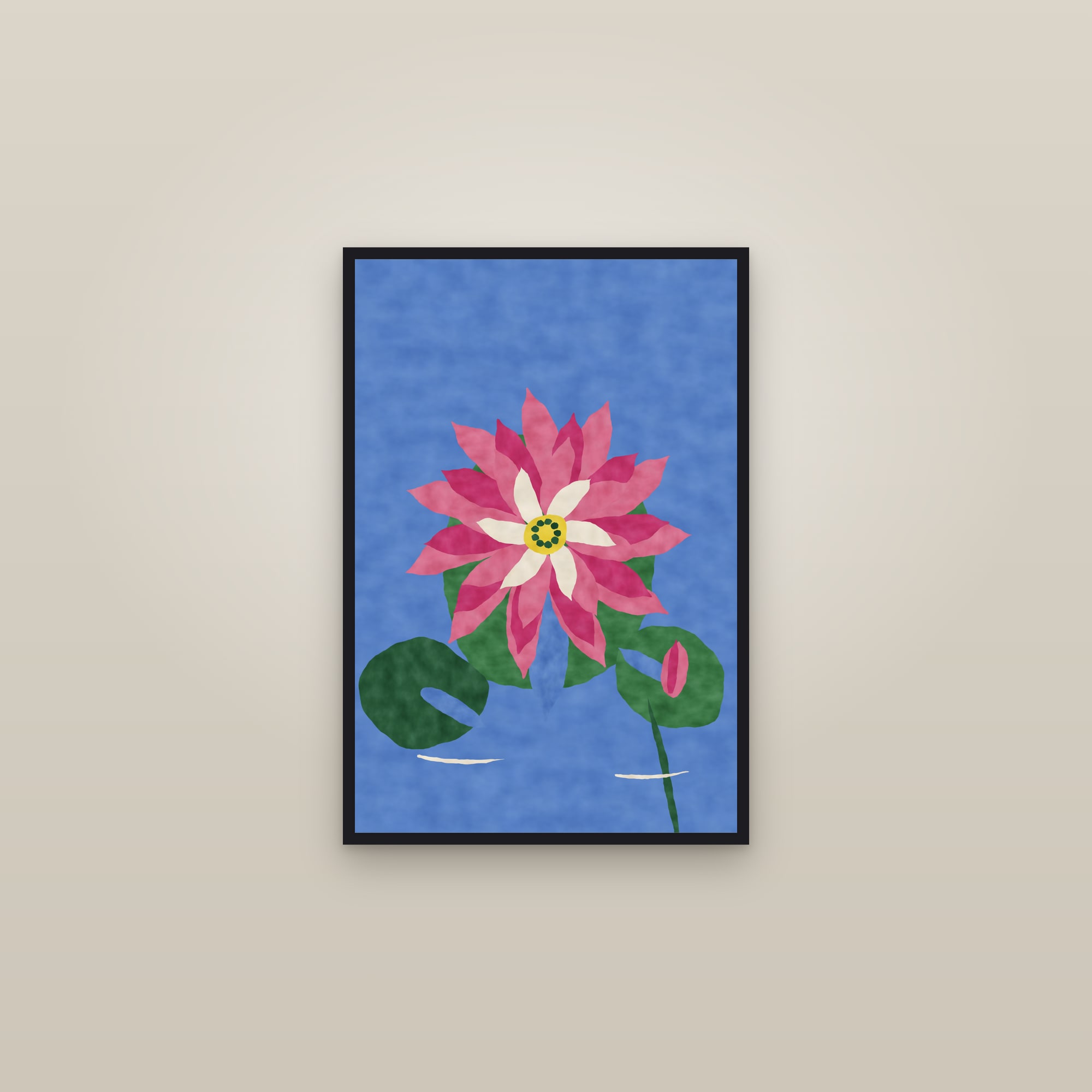 Abstract Lotus Print — The Lotus Bloom — framed in a gallery setting