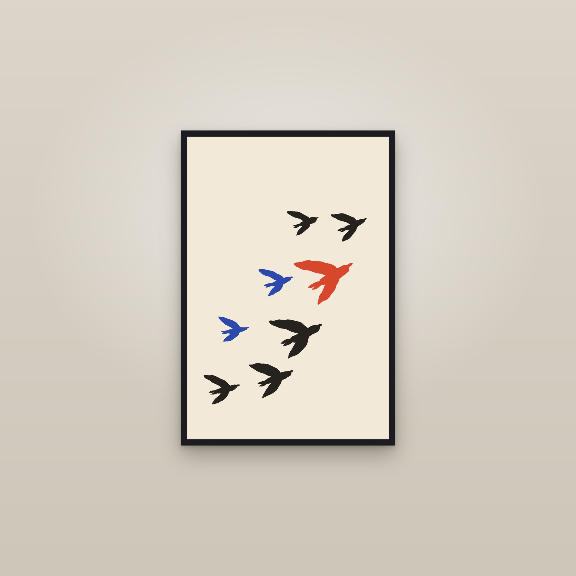 Birds in Flight Print — The Migration — framed in a gallery setting