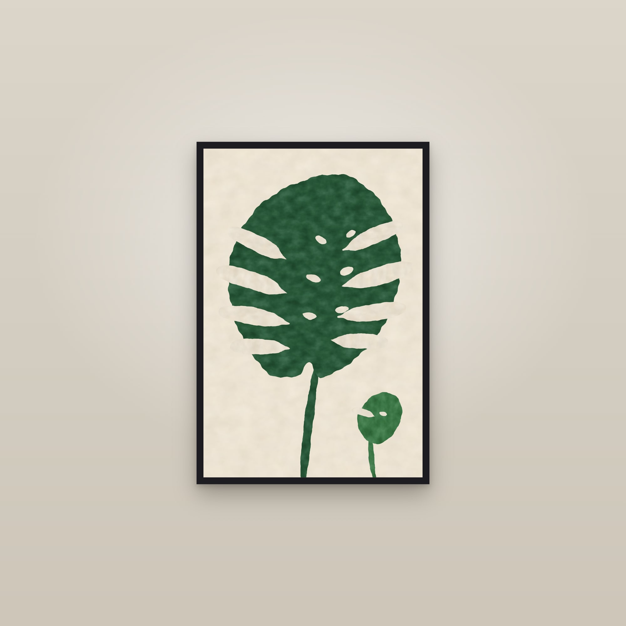 Monstera Print — The Monstera Leaf — framed in a gallery setting