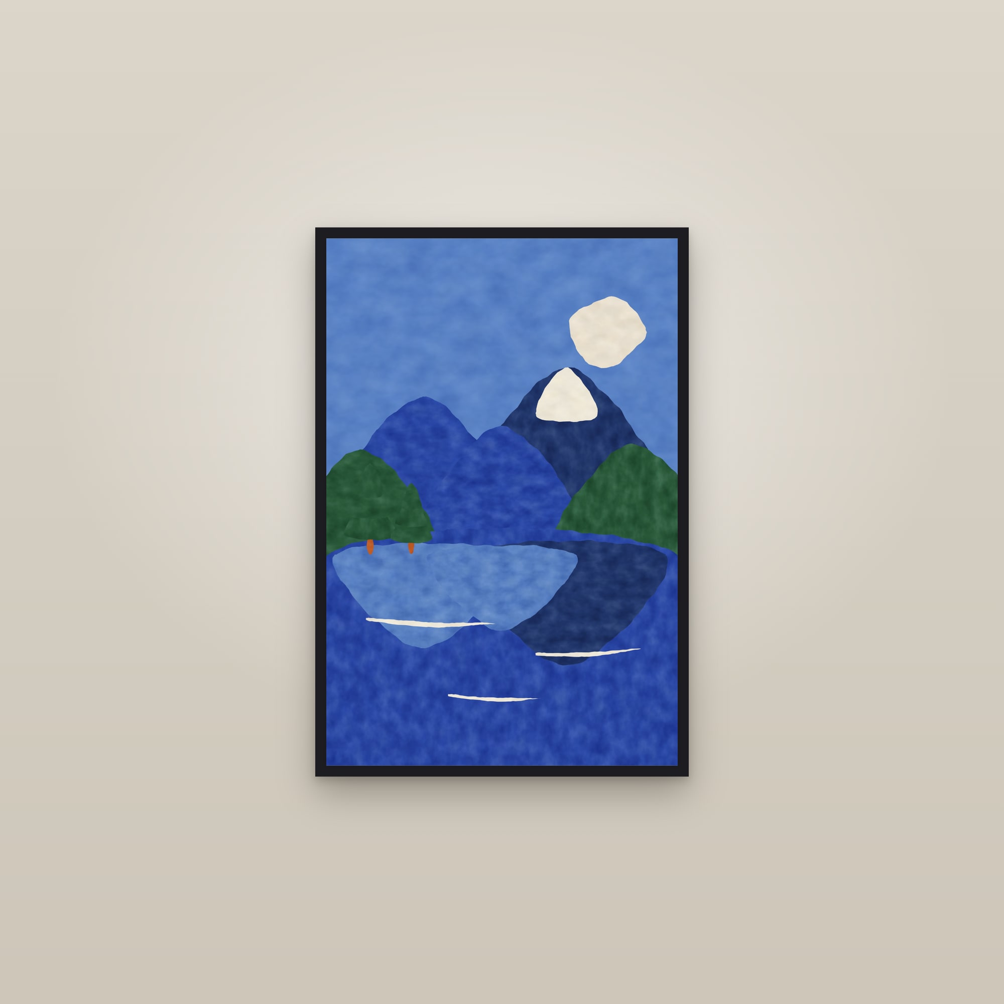 Mountain Print — The Mountain Lake — framed in a gallery setting
