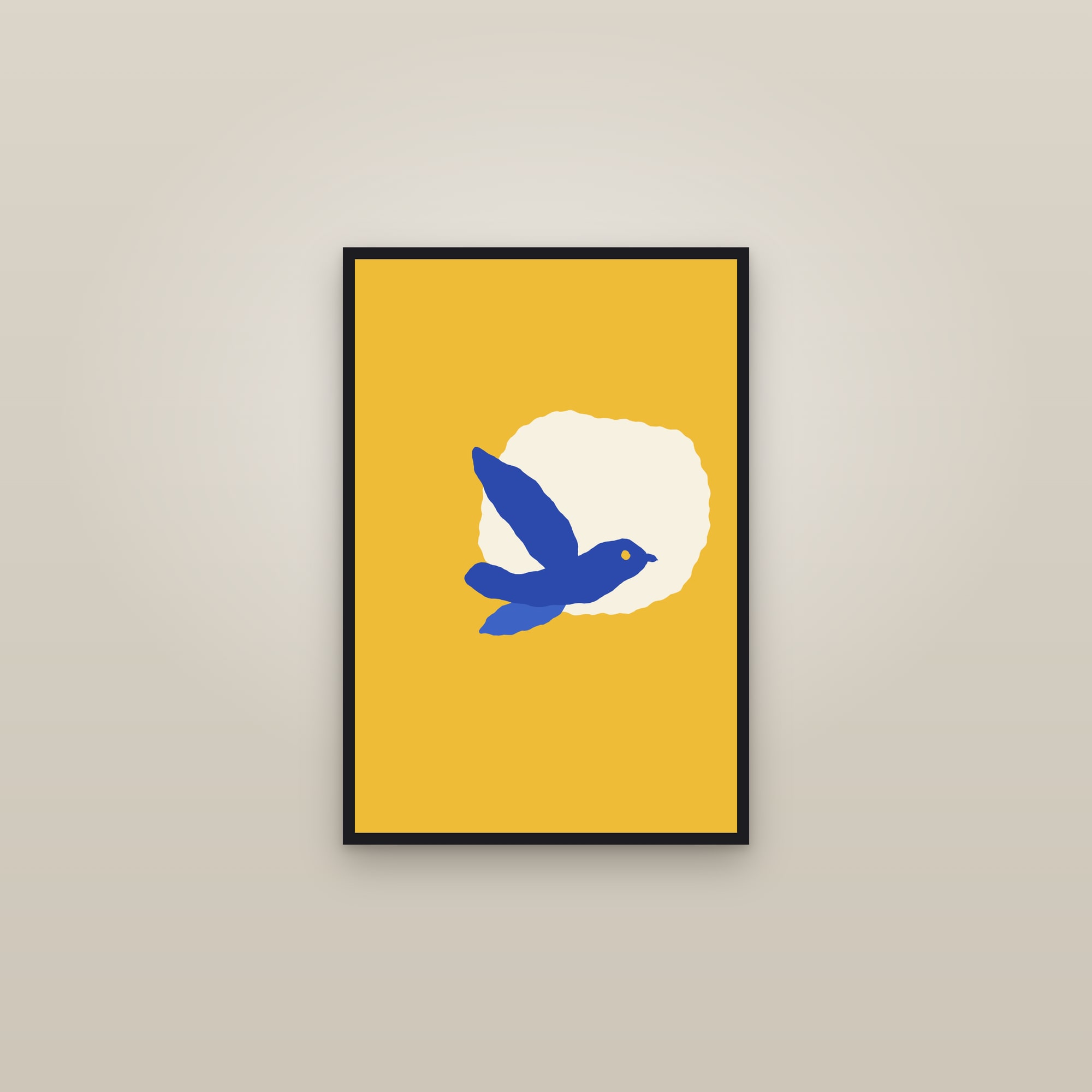 Dove Print — The Noon Dove — framed in a gallery setting