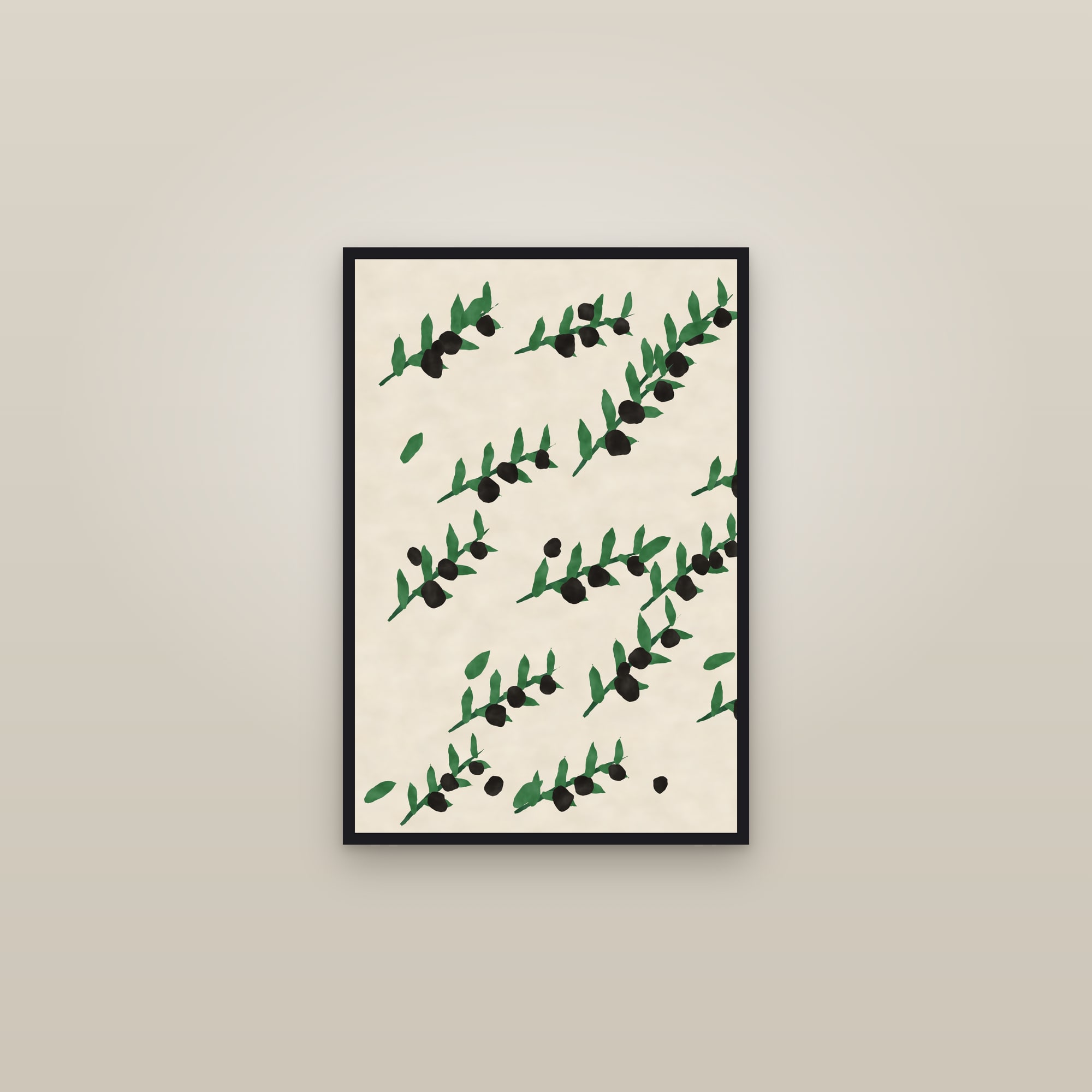 Olive Branch Print — The Olive Grove — framed in a gallery setting