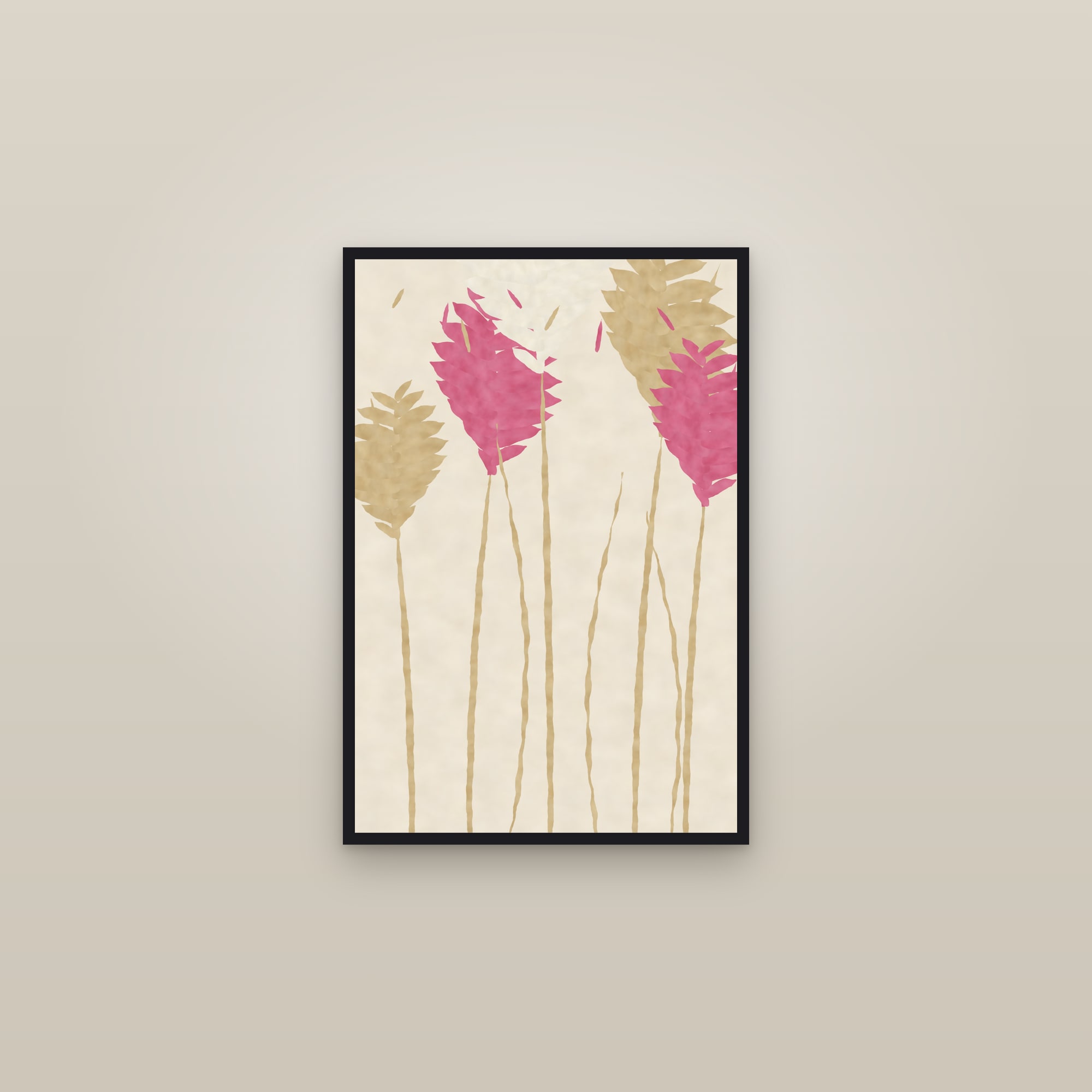 Pampas Grass Print — The Pampas Plumes — framed in a gallery setting