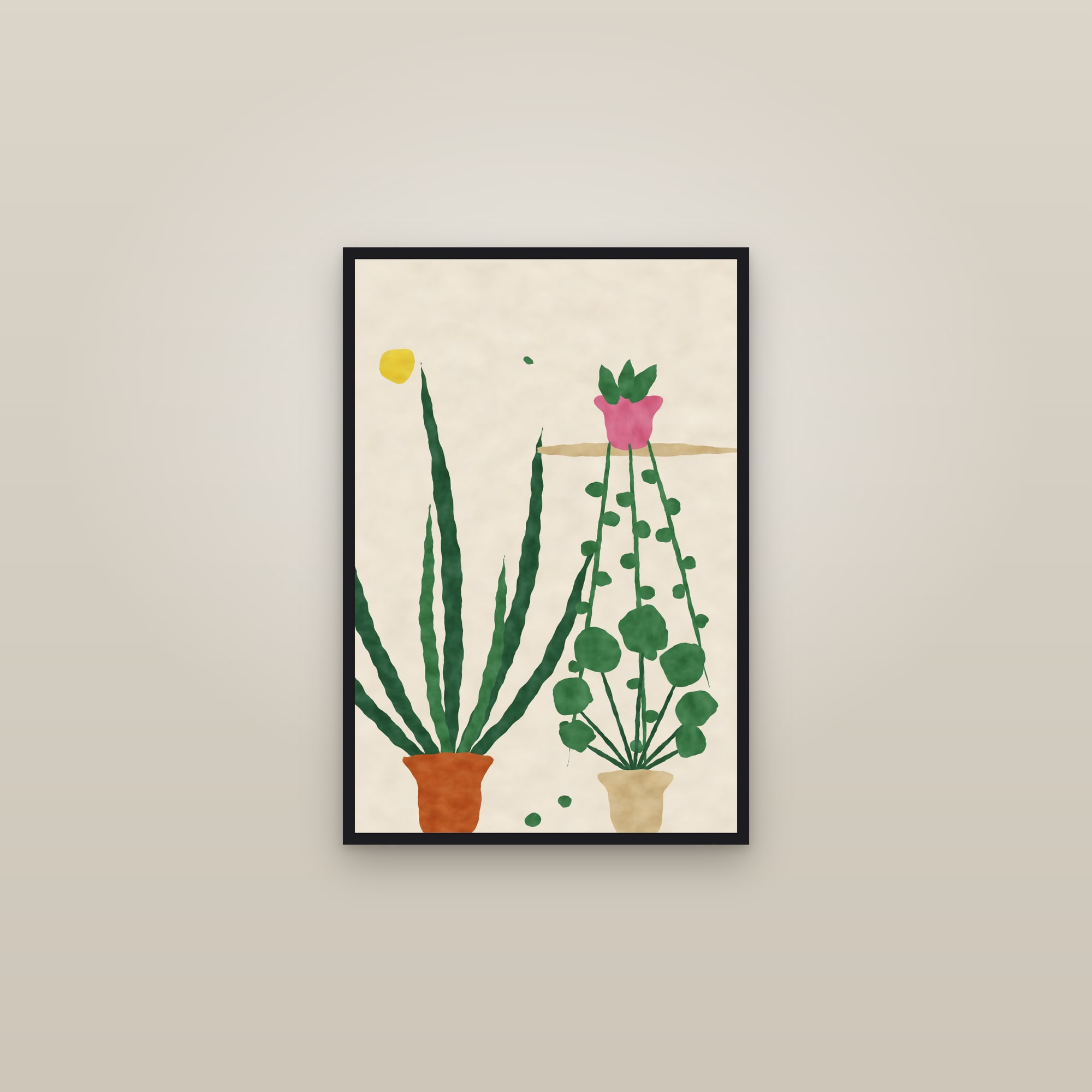 Houseplant Print — The Plant Shelf — framed in a gallery setting